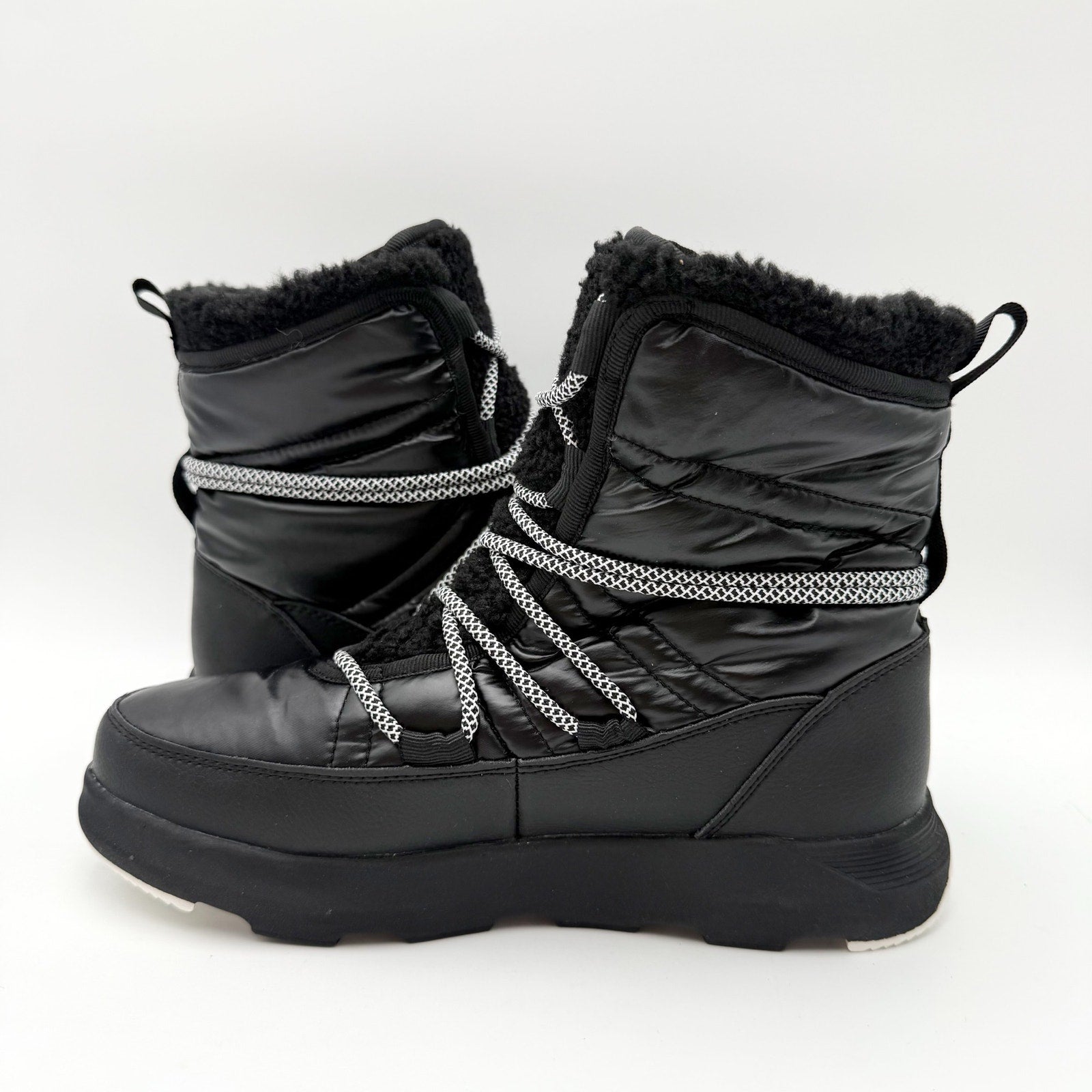 Kamik Womens Lea Pull Winter Boots US 7 M EU 38 Black Fleece NIB