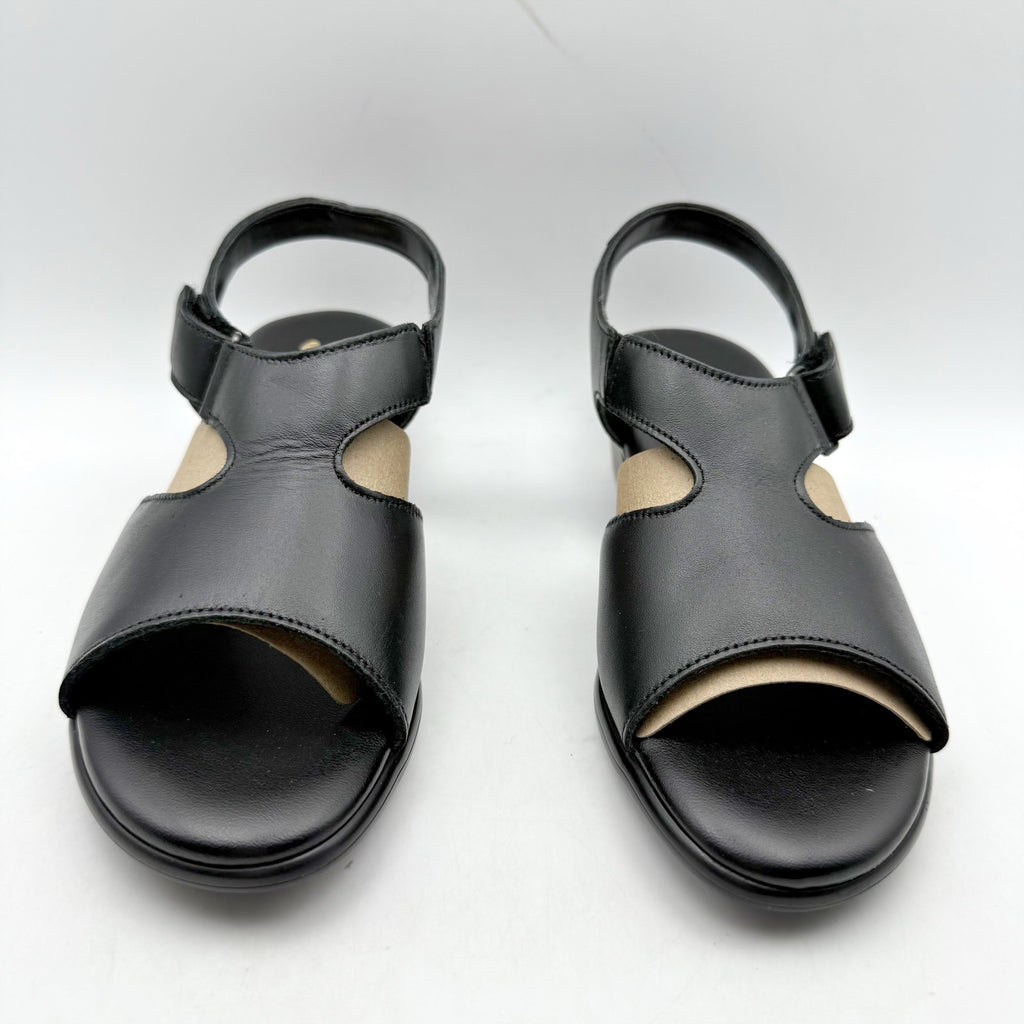 SAS Womens Suntimer Heeled Sandals Size 7 M EU 37.5 Black Leather NIB