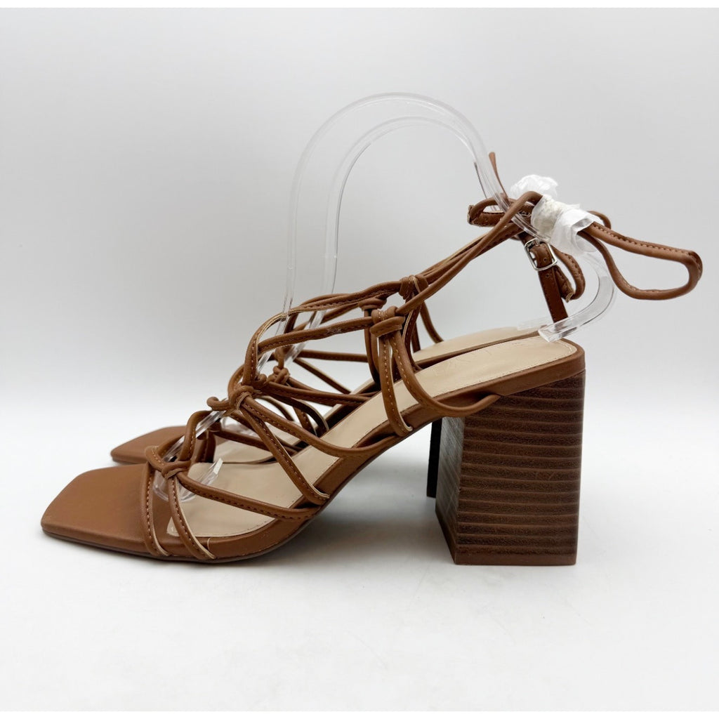 FARYL by Farylrobin Womens Zayne Heeled Sandals Size 8 M EU 38 Cognac Brown NWOB