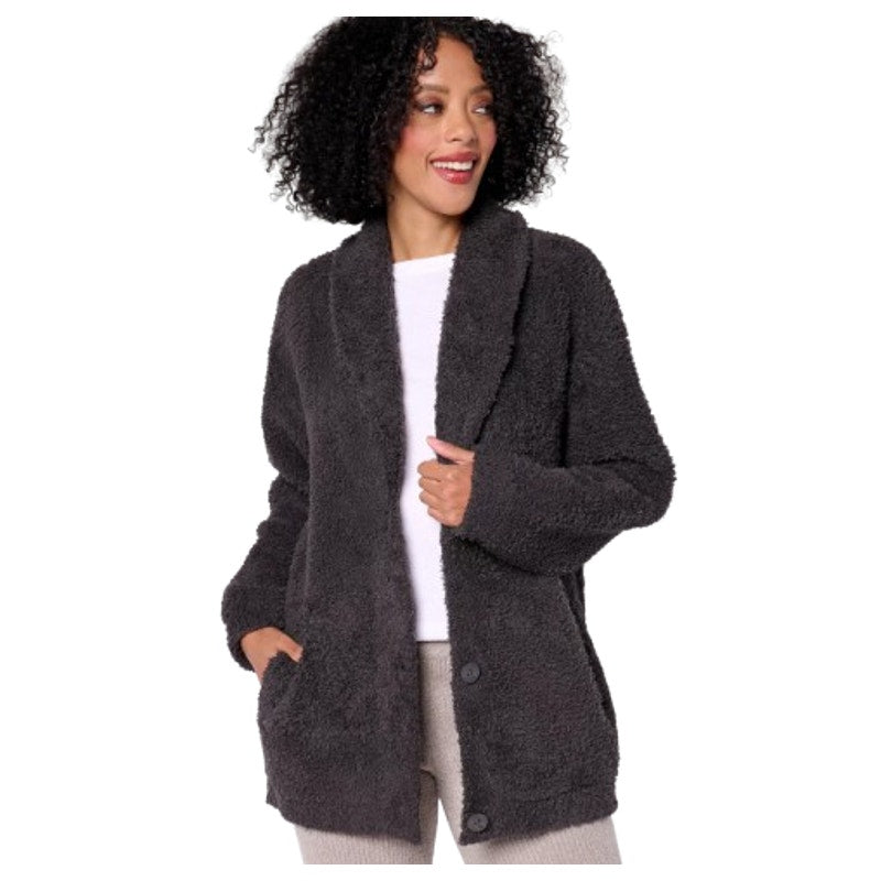 BAREFOOT DREAMS CozyChic Shearling Button Front Jacket Small Carbon Grey NWT