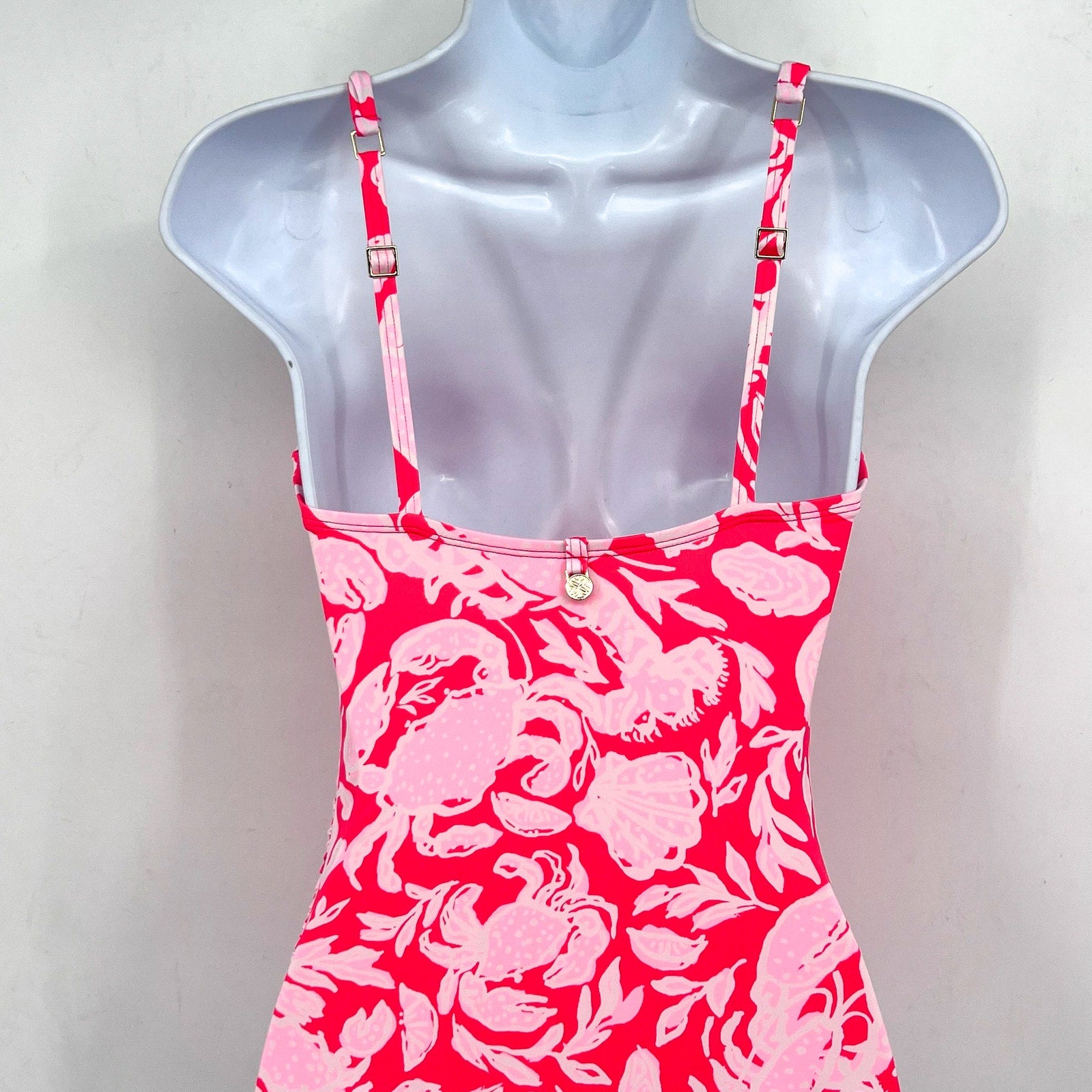 LILLY PULITZER Womens Solaria One Piece Swimsuit Size 4 Pink Cane Coral Crab NWT