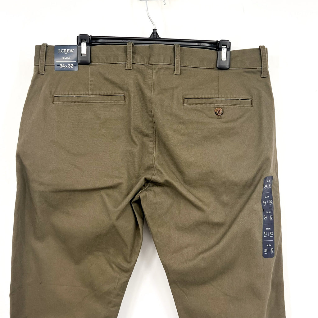 J.CREW Men's Slim-fit Flex Chino Pants 34x32 Catskill Green Flat Front H3167 NWT