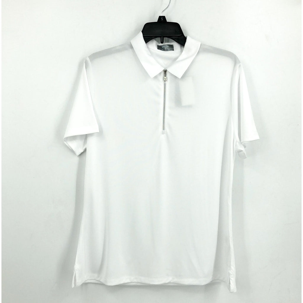 CALLAWAY Quarter Zip Short Sleeve Heather Golf Polo Shirt XL Brillant White NWT
