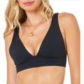 L*SPACE Women's Harley Bralette Bikini Top Small Black Low Tie Back NWT