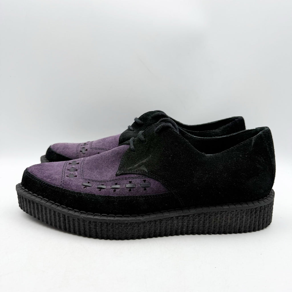 RE/DONE Women Creeper Oxford Shoe EU 40 US 10 Black Purple Suede Platform NWOB