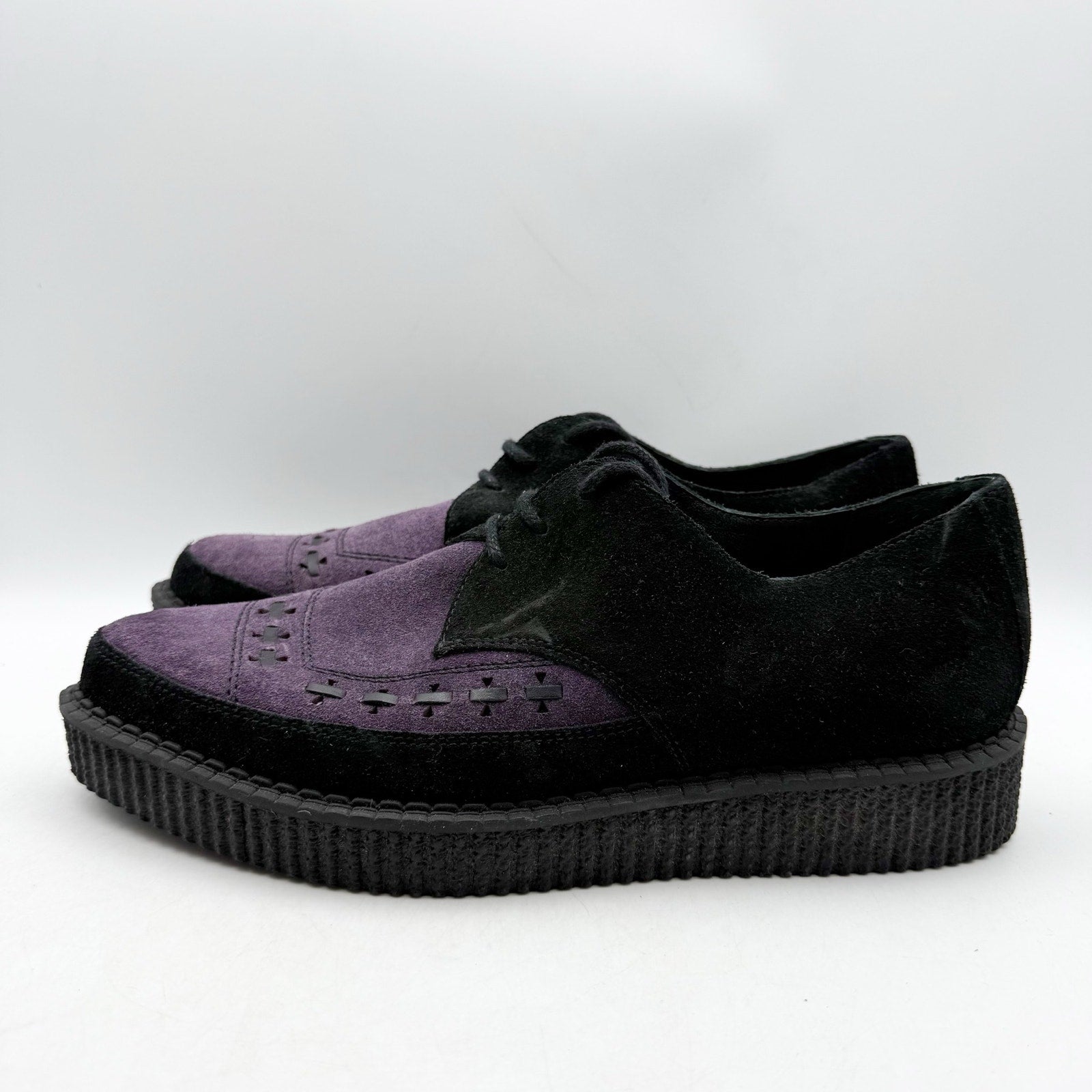 RE/DONE Women Creeper Oxford Shoe EU 40 US 10 Black Purple Suede Platform NWOB