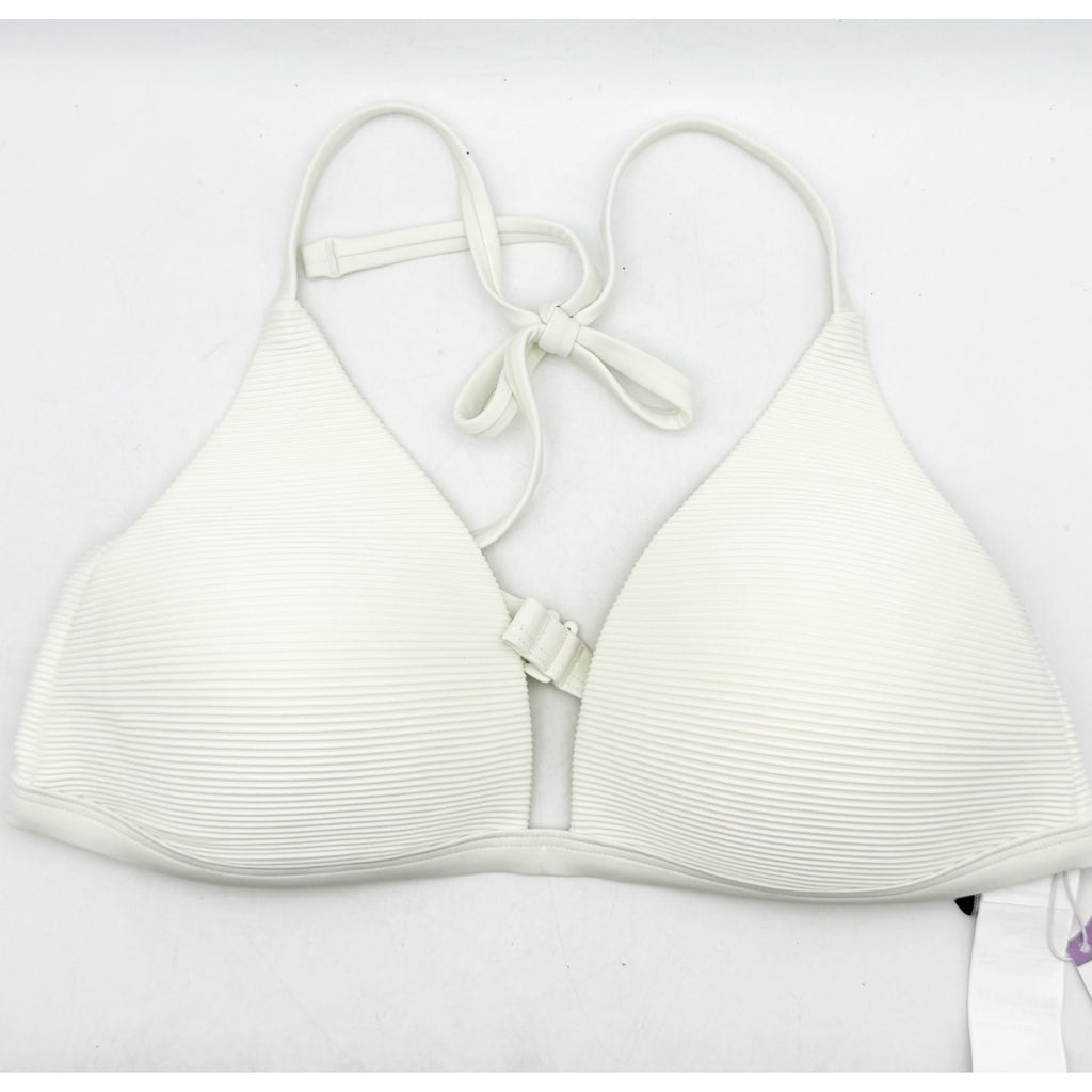 PRANA Women's Lexie Bikini Top Small White Horchata Ottoman Halter NWT