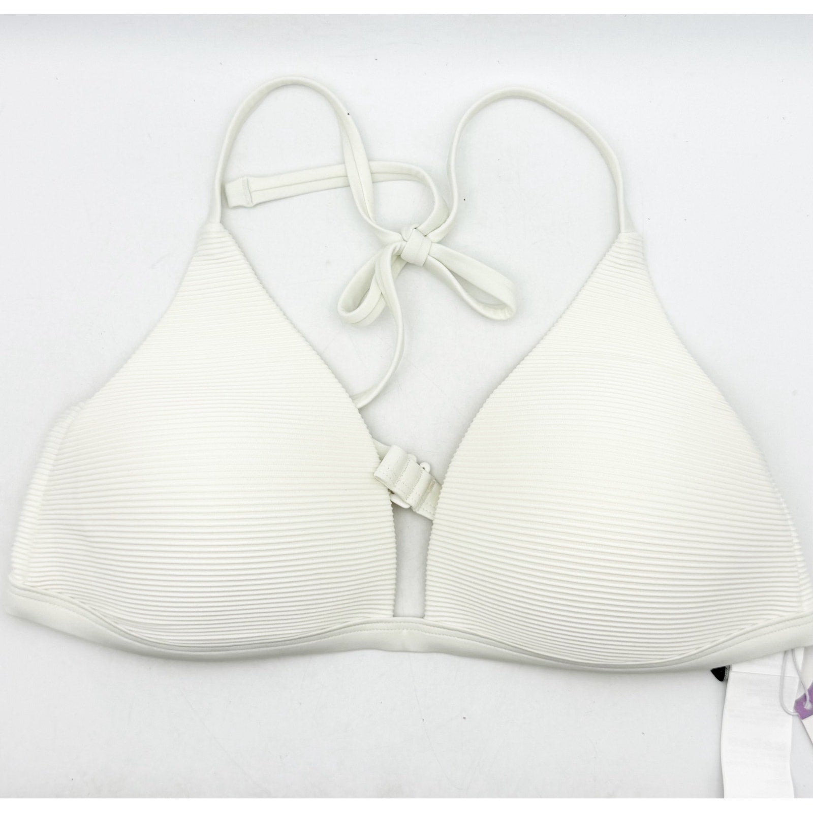 PRANA Women's Lexie Bikini Top Small White Horchata Ottoman Halter NWT