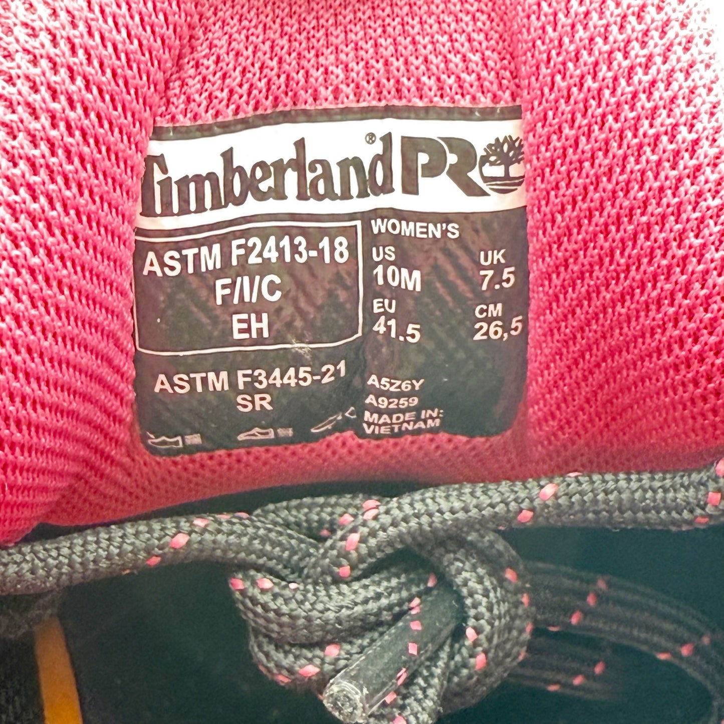 Timberland Pro Womens Powertrain EV CT Work Sneakers US 10 M Black Pink NIB