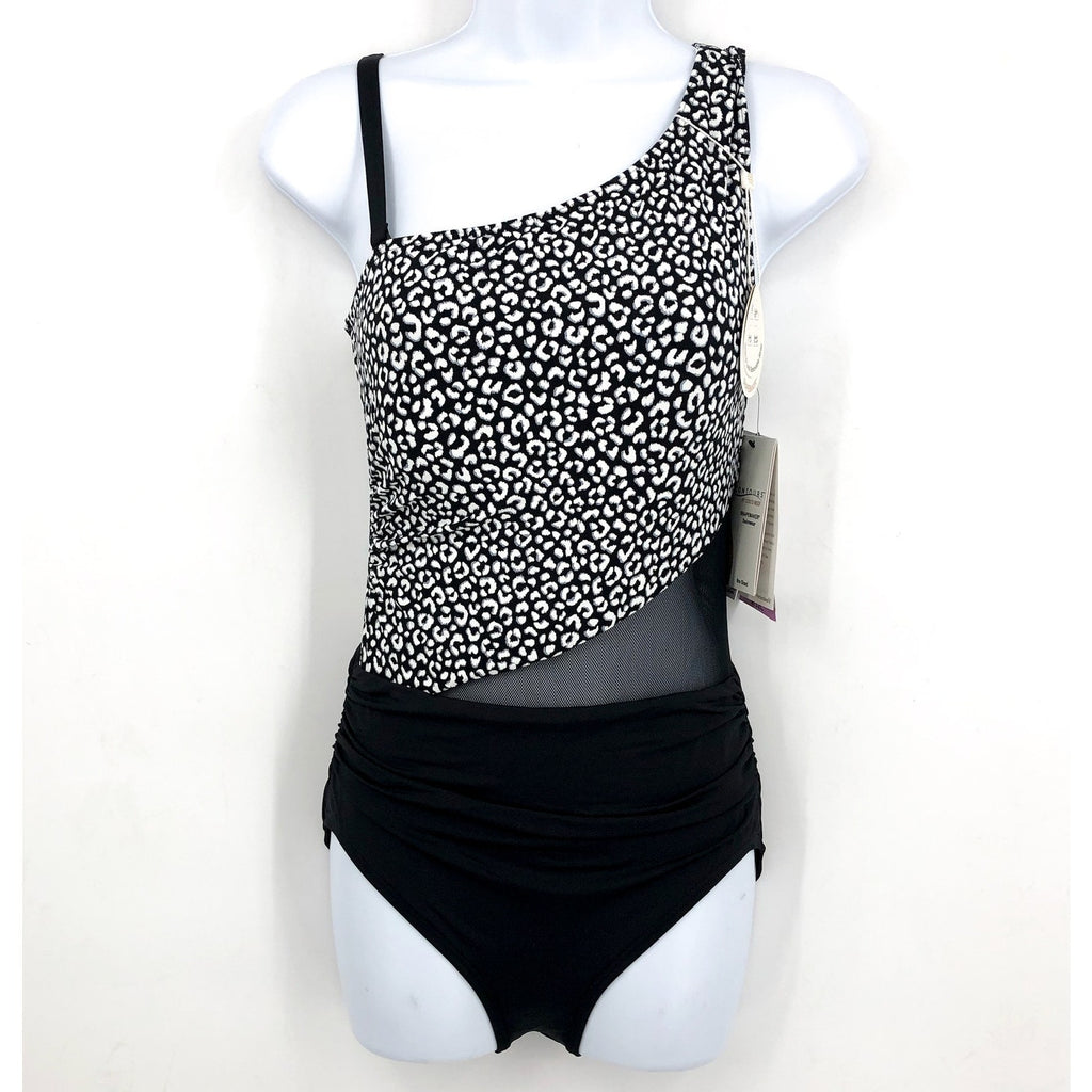 CONTOURS COCO REEF Suraya One-Piece Swimsuit Size 8 32C Black White Cheetah NWT