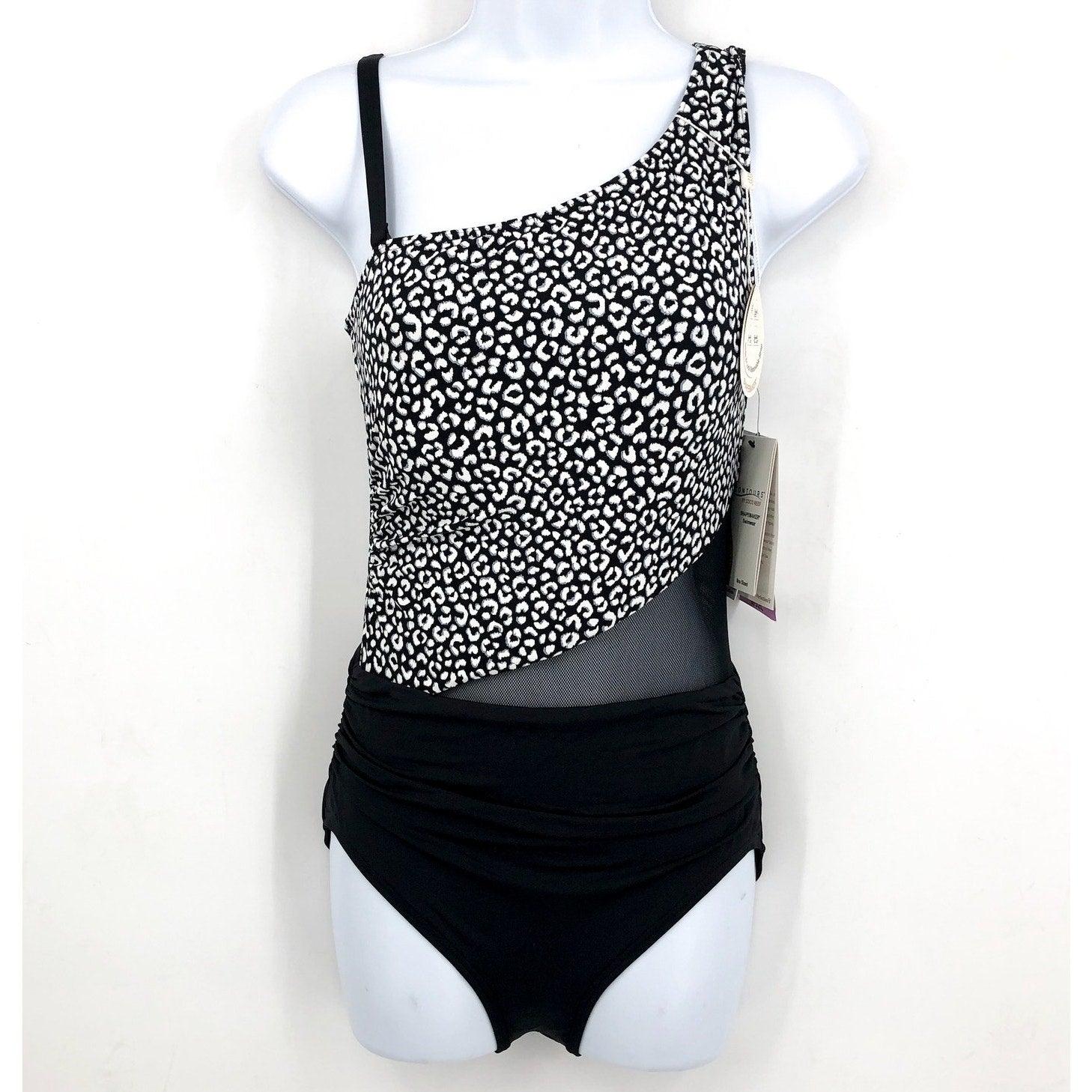 CONTOURS COCO REEF Suraya One-Piece Swimsuit Size 8 32C Black White Cheetah NWT