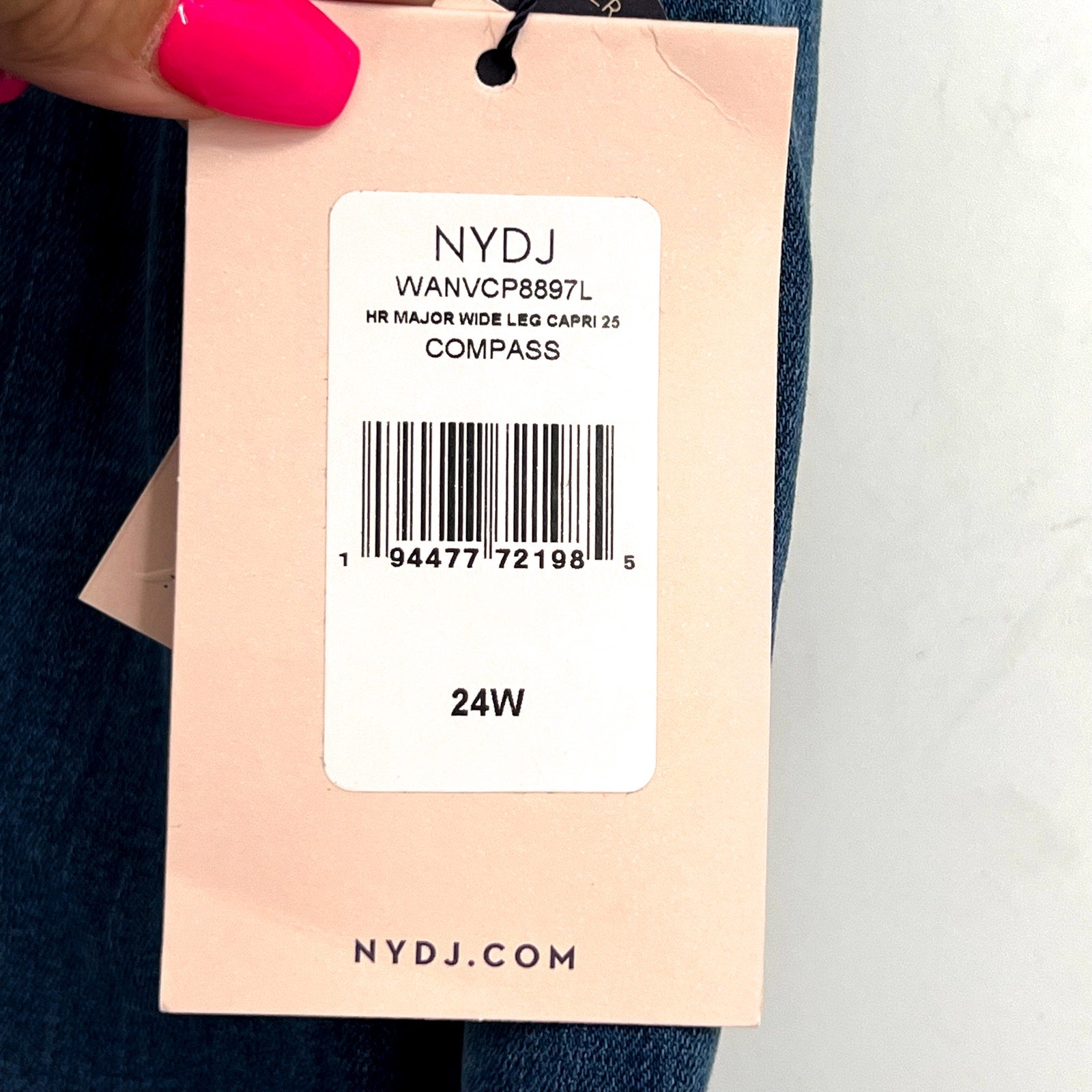 NYDJ Womens Cool Embrace Major Wide Leg Capri Jeans 24WL Compass Blue NWT