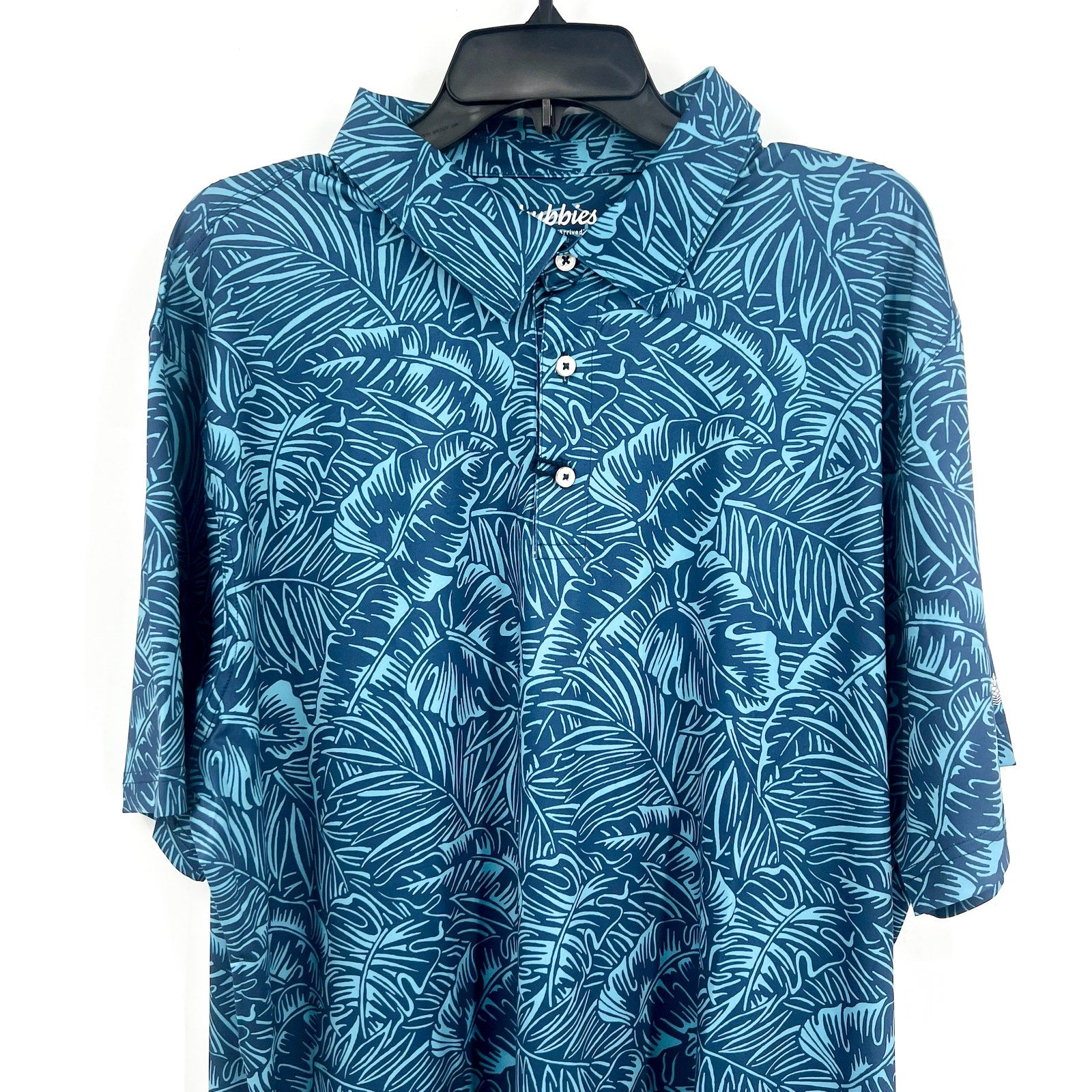 CHUBBIES Mens Performance Polo Shirt XXL Navy Blue Dyed And True Print SS NWT