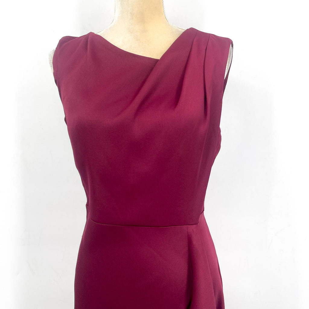 DKNY Women's Sleeveless Faux Wrap Midi Dress Size 6 Red Maroon Draped NWT