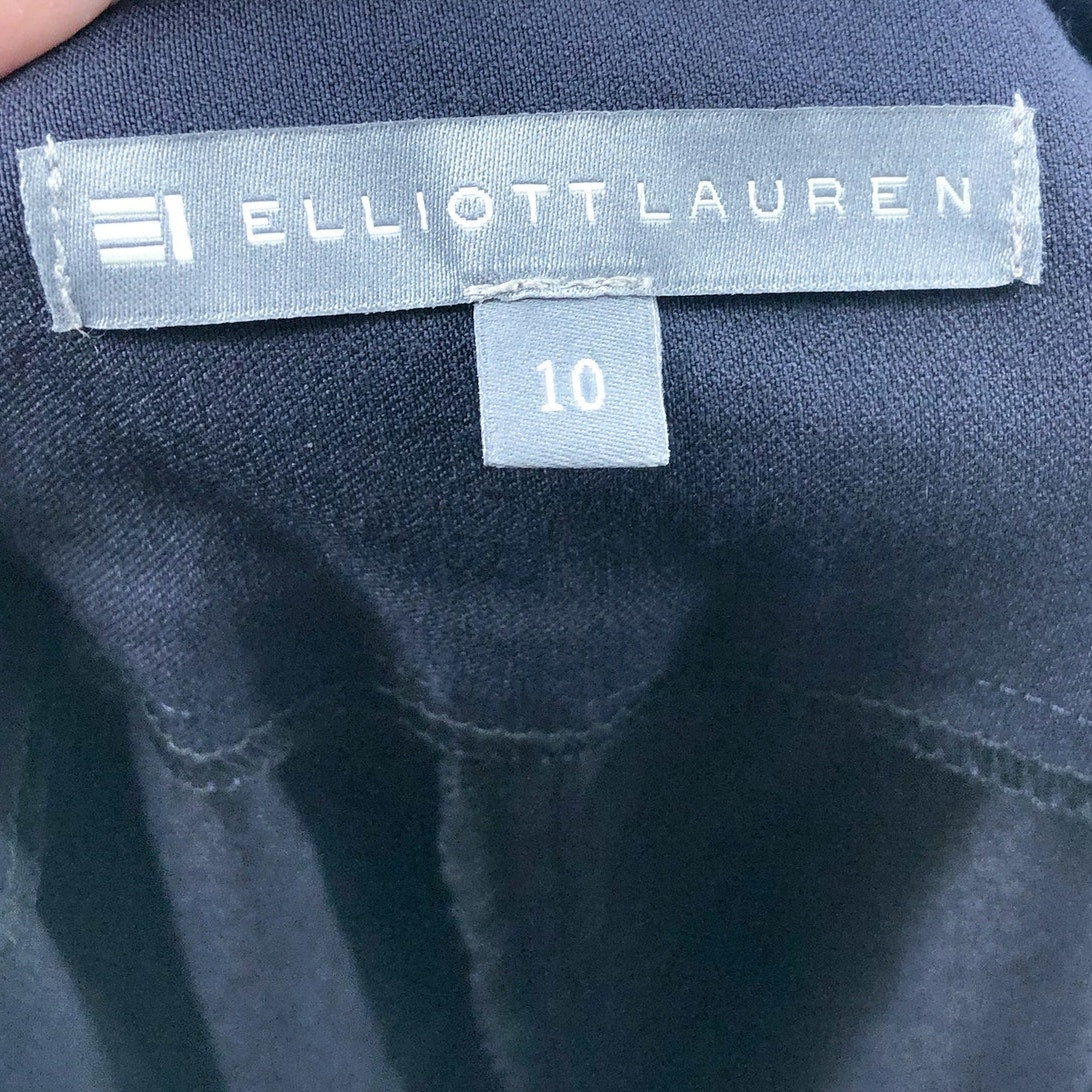 ELLIOTT LAUREN Womens Control Pull On Ankle Pant Size 10 Navy Blue Slit NWOT