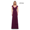LA FEMME 29814 Women Knot Waist Jersey Evening Dress 18 Red Dark Berry NWT