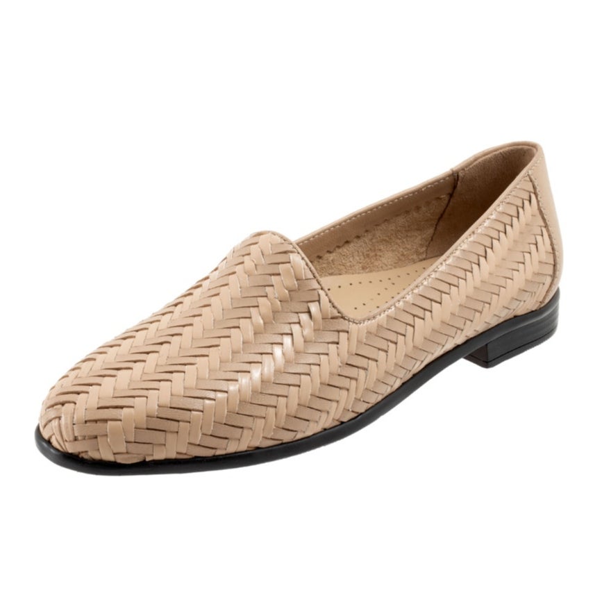 Trotters Womens Liz III Loafers Size 7.5 NARROW Brown Woven Leather Slip-On NWOB