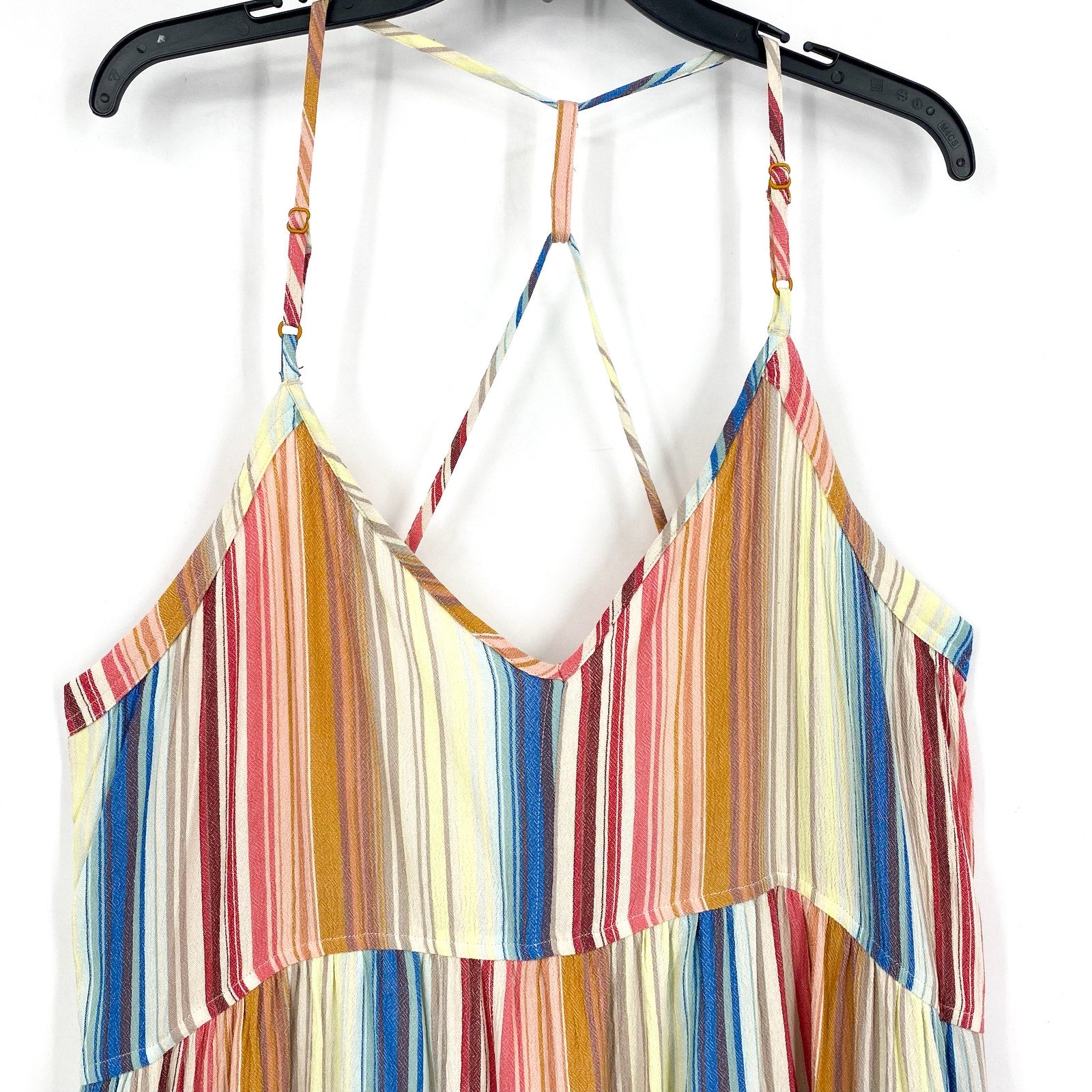 PRANA Women's Fernie Boho Dress Large Multi Baja Stripe Crisscross Cover Up NWT