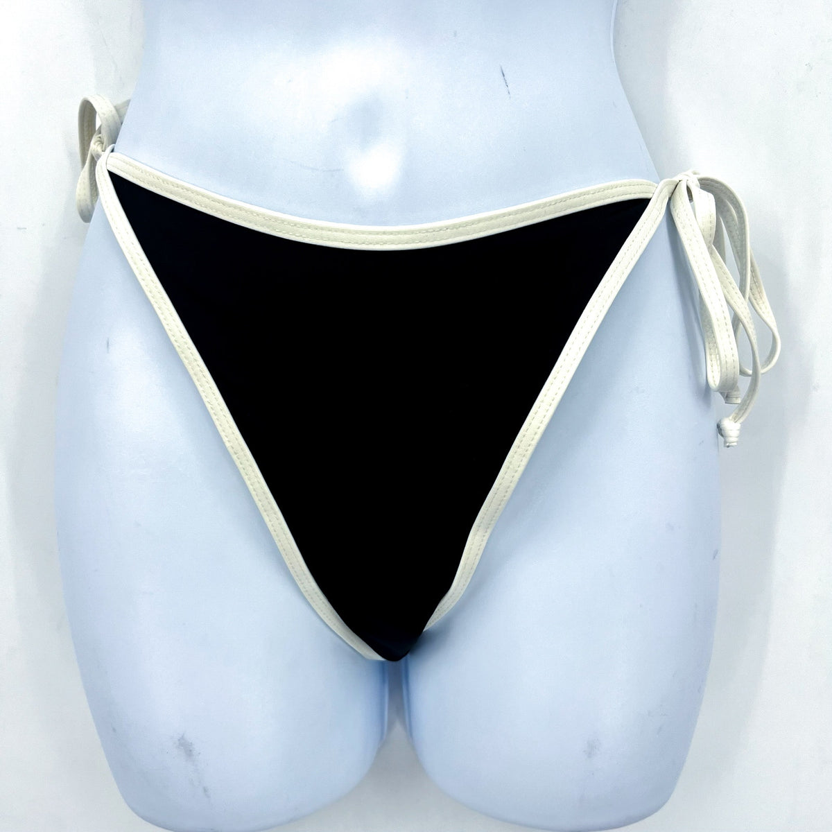 L*Space Women's Levy Classic Bikini Bottom Medium Black White Adjustable Tie NWT