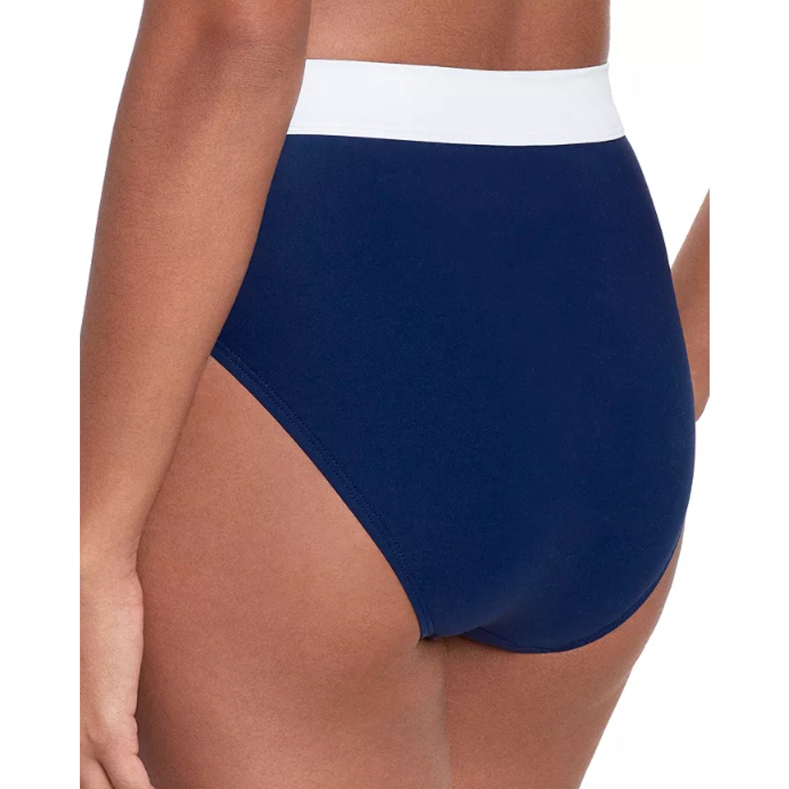 LAUREN RALPH LAUREN Bel Air Bikini Bottom Size 12 Navy Blue High Waist NWT