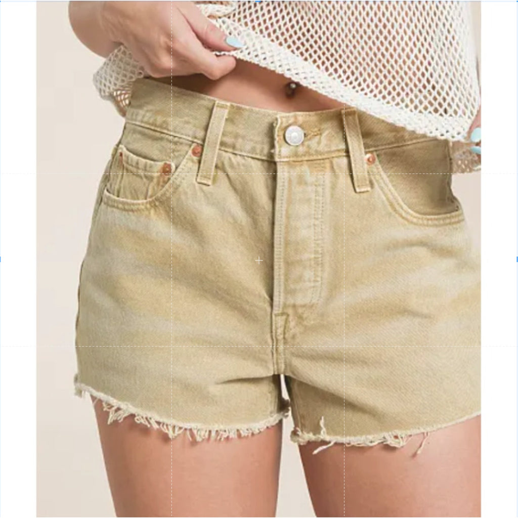 LEVI'S Womens 501 Original Fit Denim Shorts Size 25 US 0 Khaki Tan 563270399 NWT