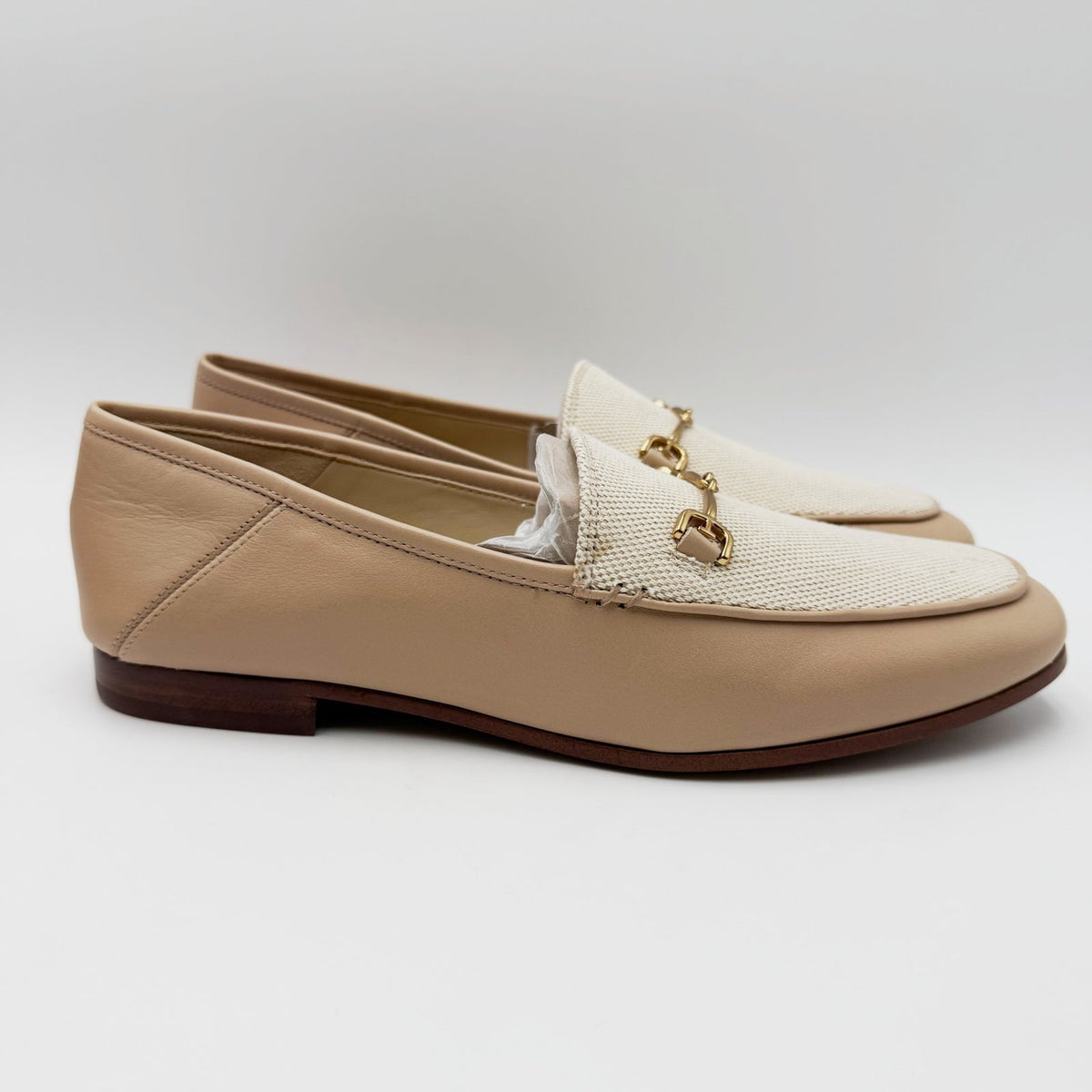 Sam Edelman Womens Loraine Bit Loafers Size 7.5 Beige Sand Canvas NWOB