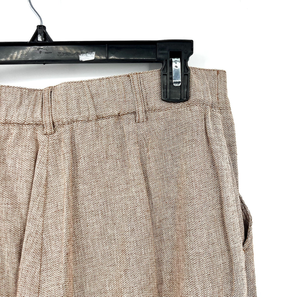 NIC + ZOE Women's Eliot Wide-leg Dress Pants 8 Petite Brown Mix Linen Cotton NWT