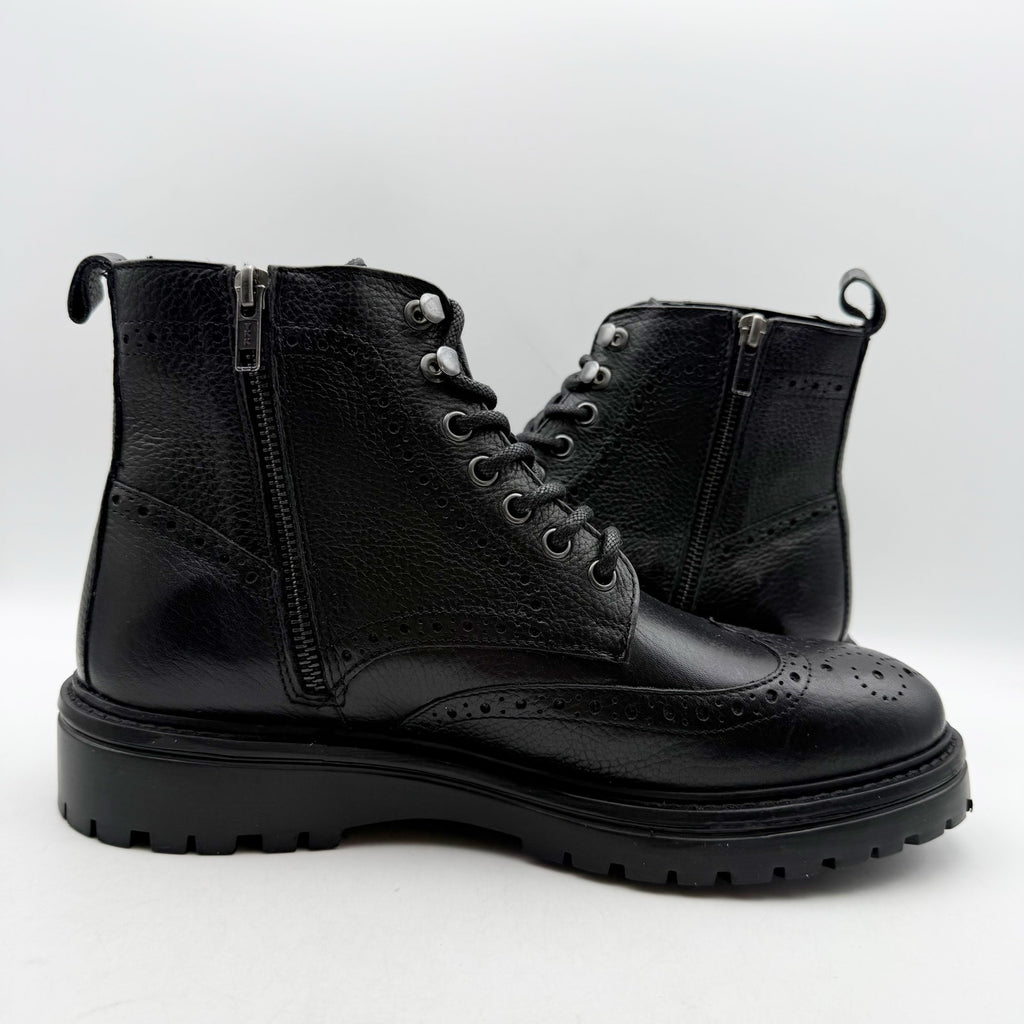 Vince Camuto Mens Namid Combat Boots US 8.5 EU 41.5 Black Leather NWOB