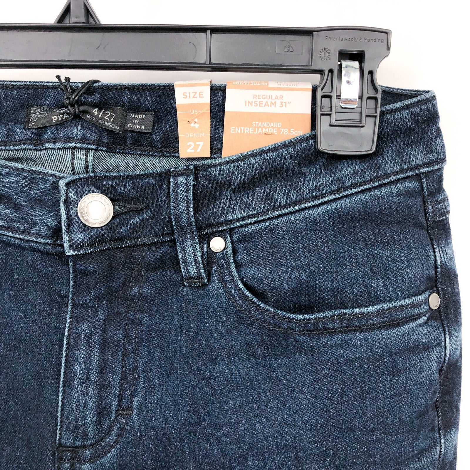 Prana Womens Sienna Skinny Jeans 27x31 US 4 Deep Blue Stretch Denim Mid Rise NWT