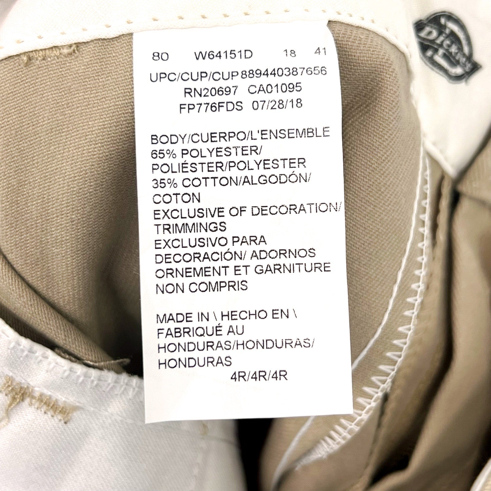 DICKIES Womens 776 Flex Slim Fit Pants Size 4R Tan Desert Sand Stretch Twill NWT