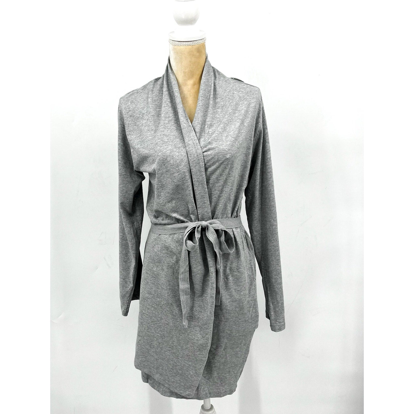NATURAL SKIN ORGANICS Women's Juliana Robe Large Heather Grey Cotton NWT