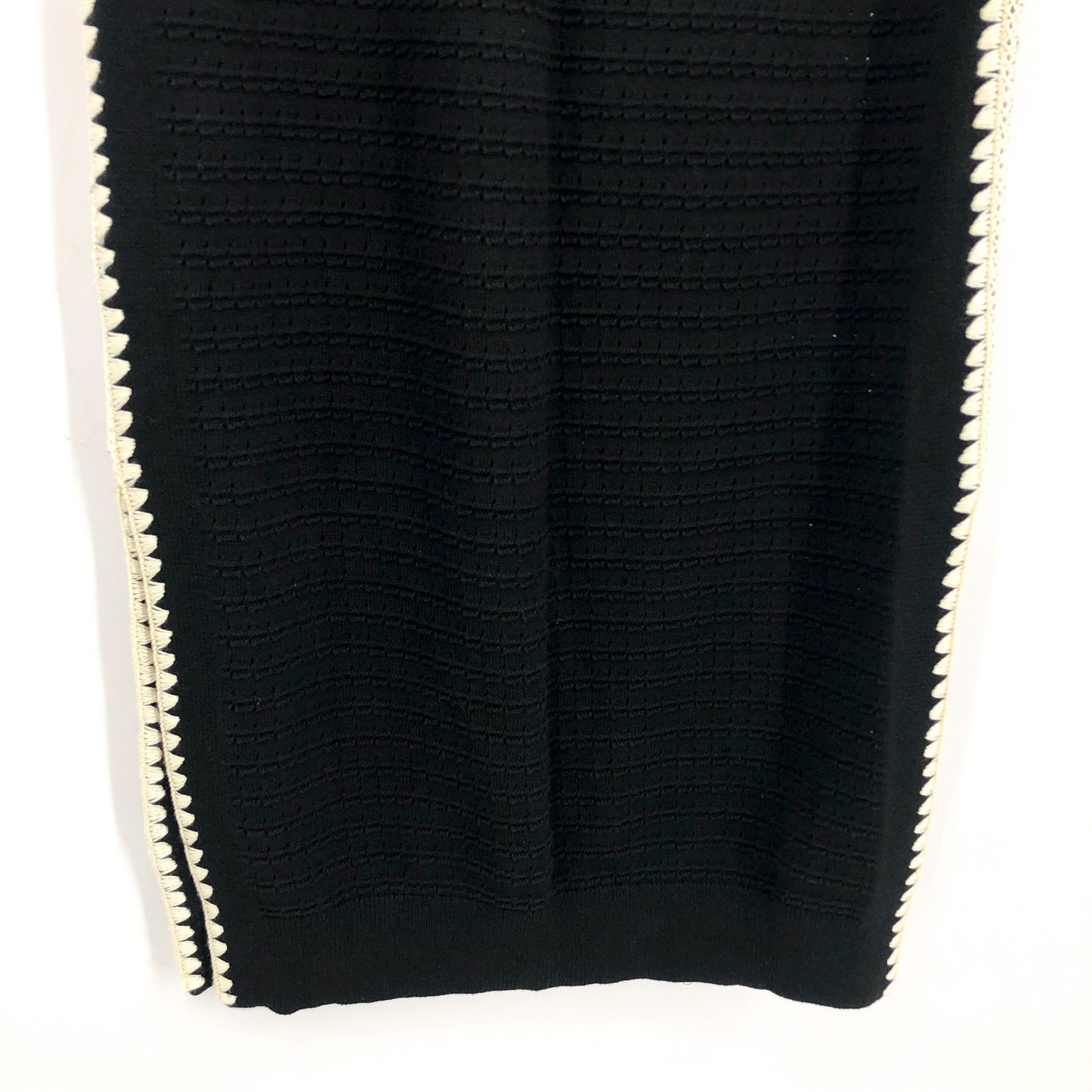 VARLEY Womens Dwight Tank Knit Midi Dress XS Black White Scalloped Edge NWT