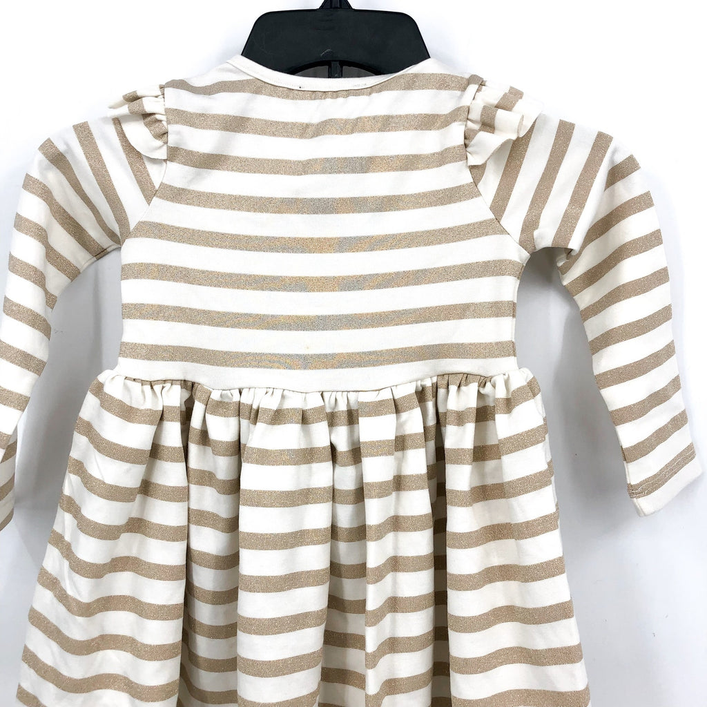 BARDOT Goldie Knit Dress BABY 9-12 Months White Gold Striped Long Sleeve NWT