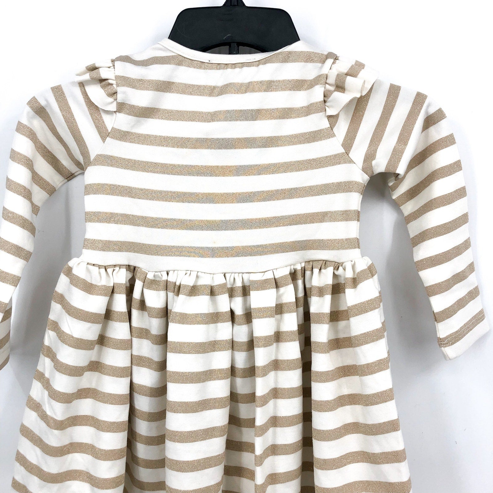 BARDOT Goldie Knit Dress BABY 9-12 Months White Gold Striped Long Sleeve NWT
