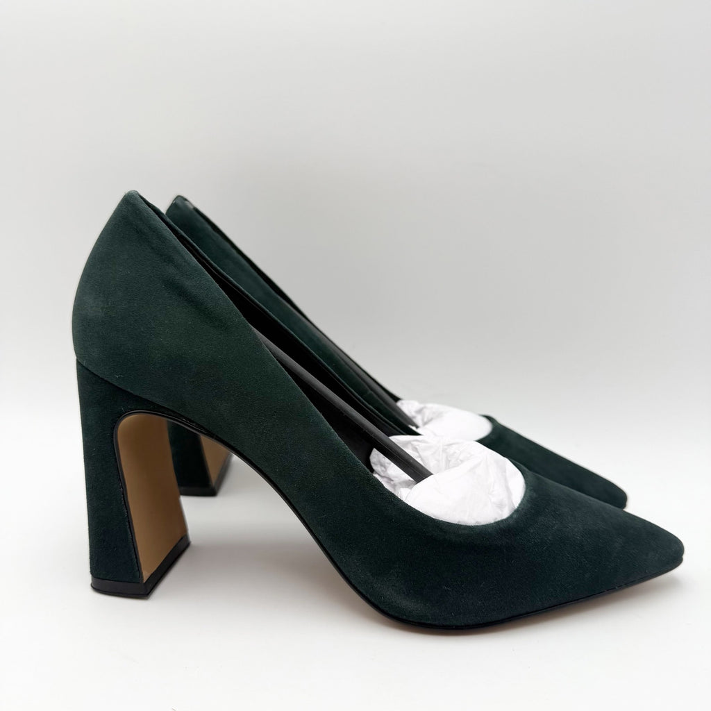 Vince Camuto Womens Dalmanara Pumps Size 6.5 M Evergreen Green Suede Heels NWOB