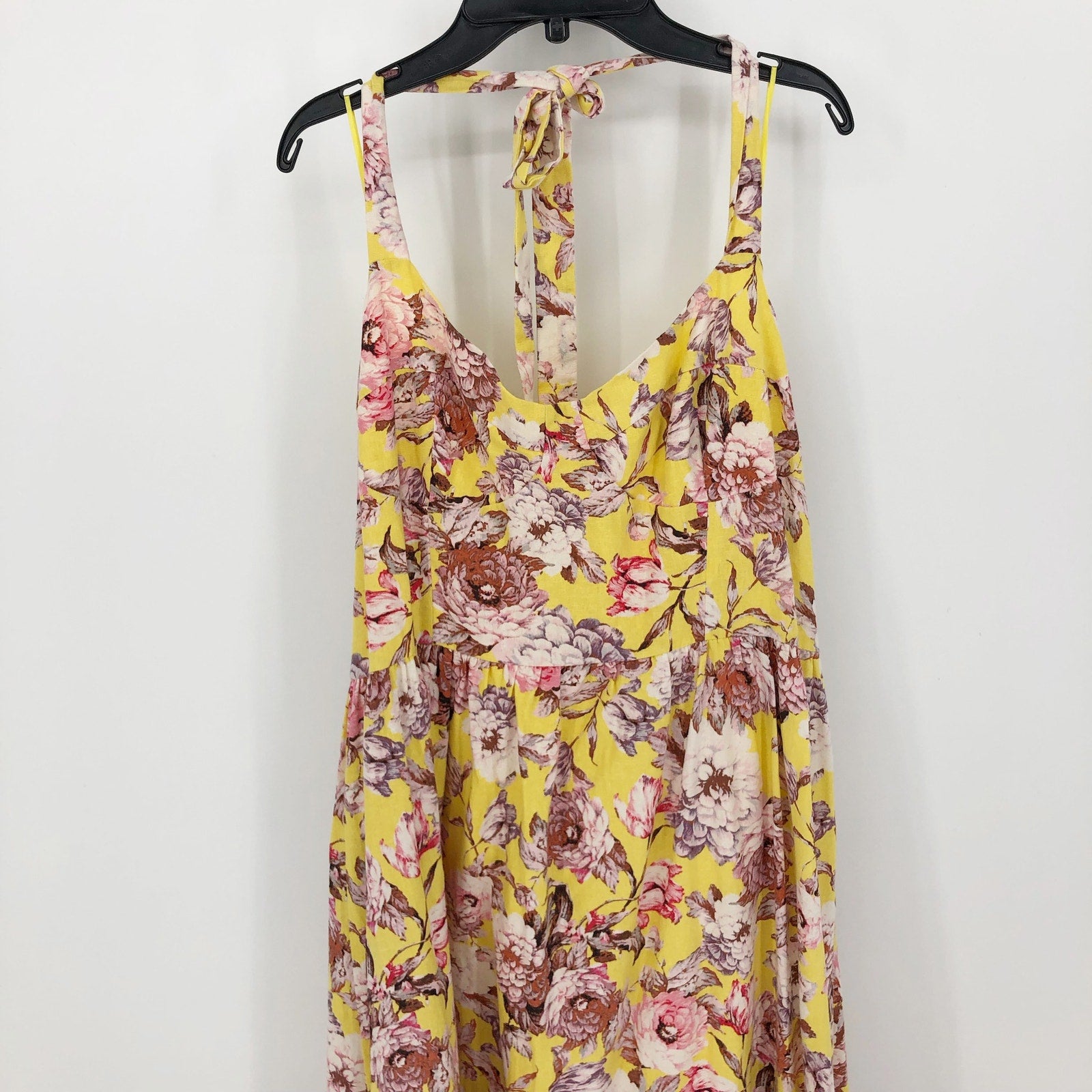 BARDOT Womens Labella Midi Dress US 2 XS Tropical Yellow Floral-Print Halter NWT