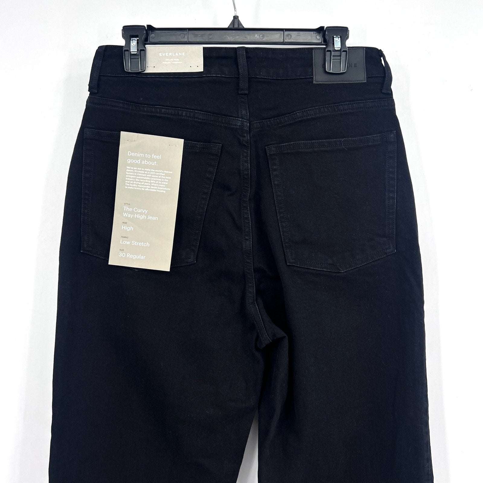 EVERLANE Women's The Curvy Way High Jeans 30x28 US 10 Black Organic Cotton NWT