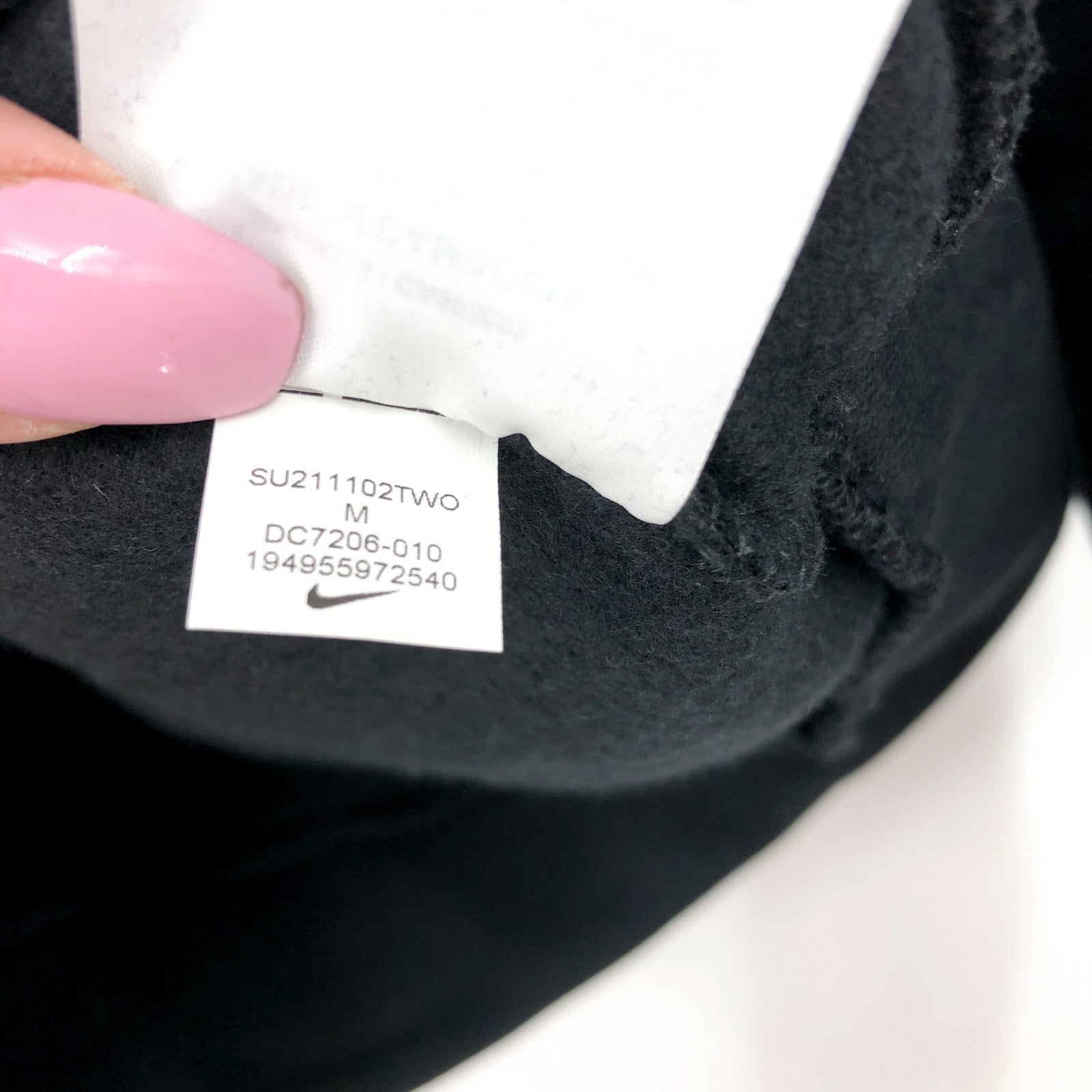 NIKE Girls Club Fleece Pullover Hoodie Medium Black White Sweatshirt NWT