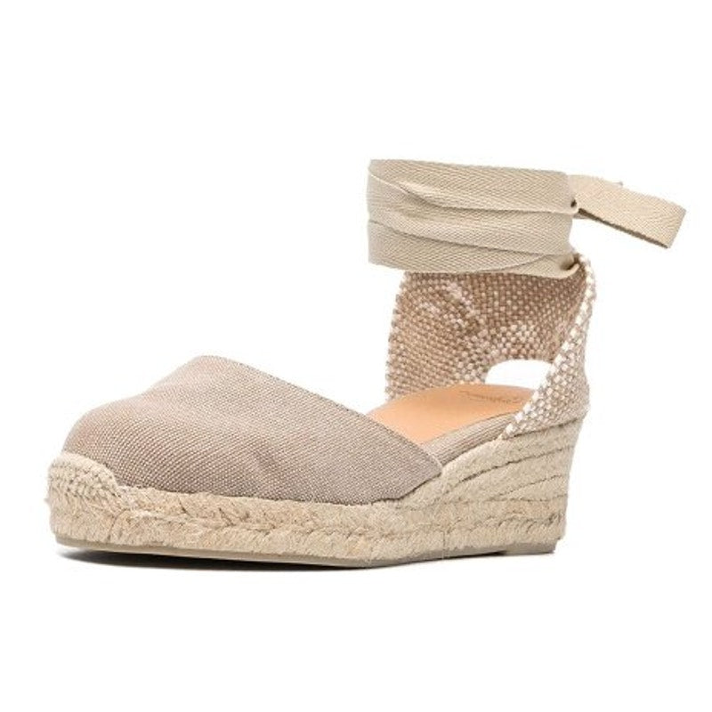Castaner Womens Carina 3/002 Wedge Sandals US 7.5 EU 38 Natural Beige Canvas NIB