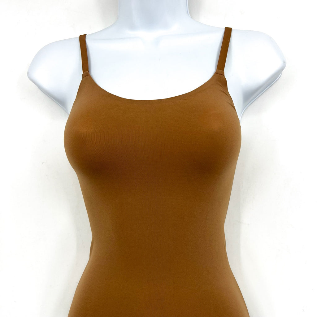 COMMANDO Women's Ballet Cami Thong Bodysuit One Size Brown Cocoa Scoop Neck NWT
