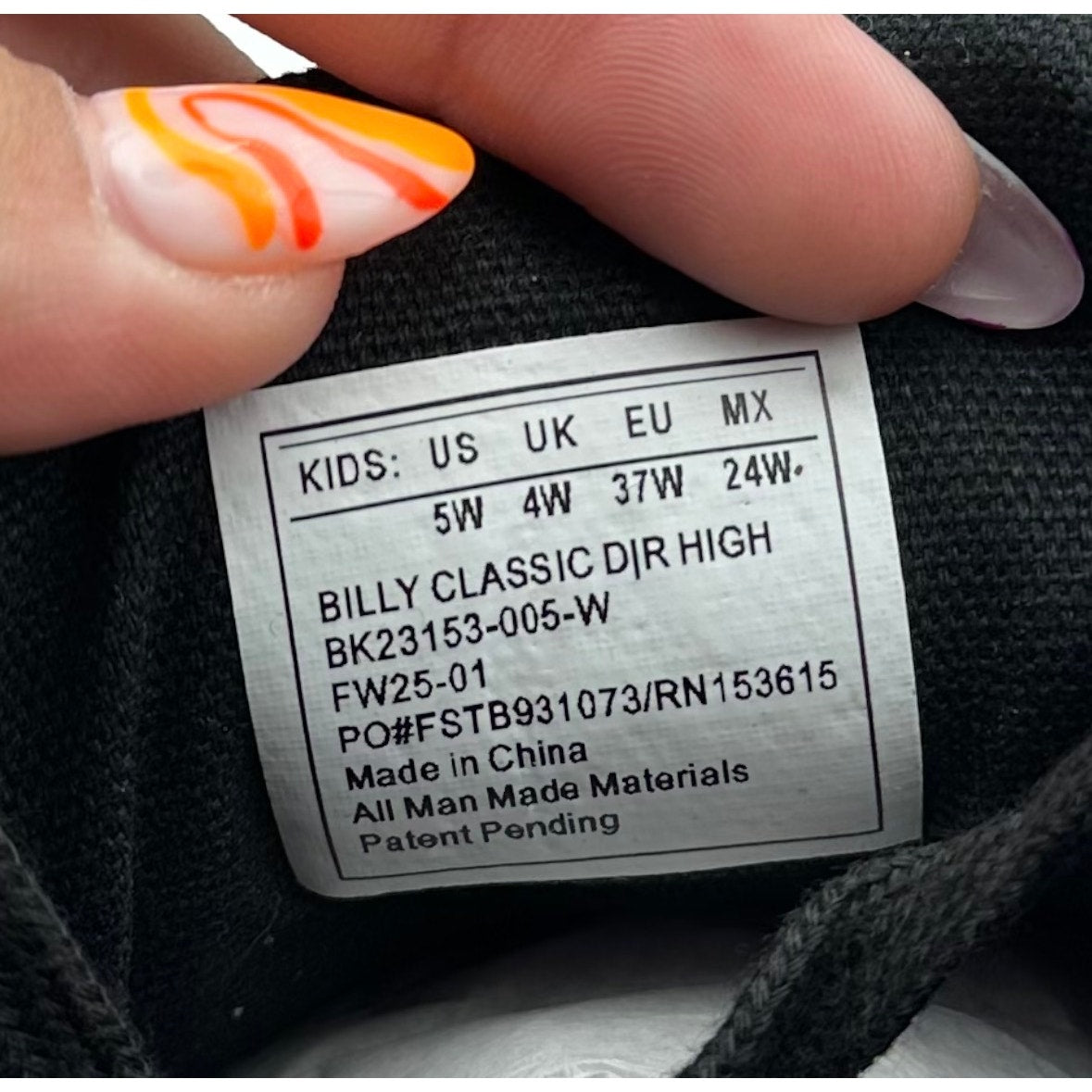 Billy Big Kids Classic DR High Sneaker Size 5 Wide EU 37 Black Red Light Up NIB