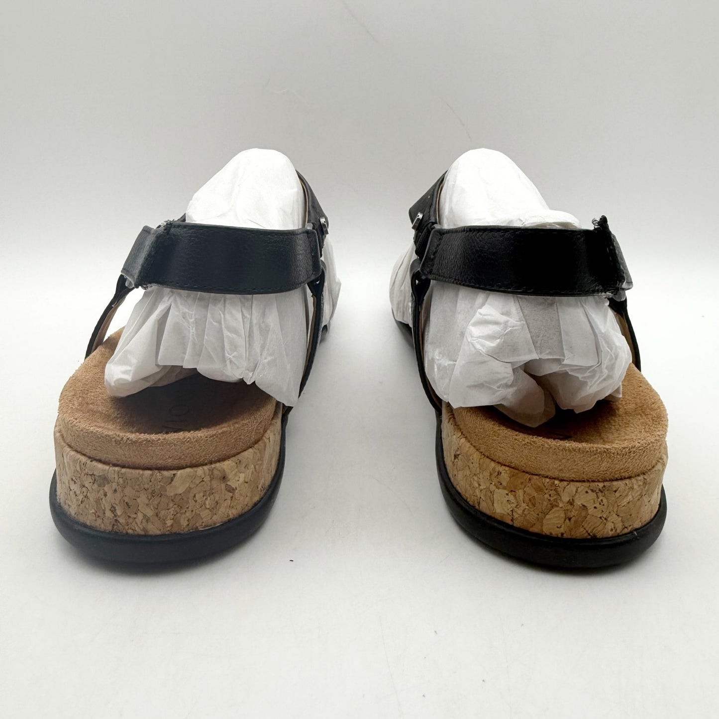 Vionic Womens Kirra II Wedge Sandals US 8 EU 38.5 Black Leather NIB