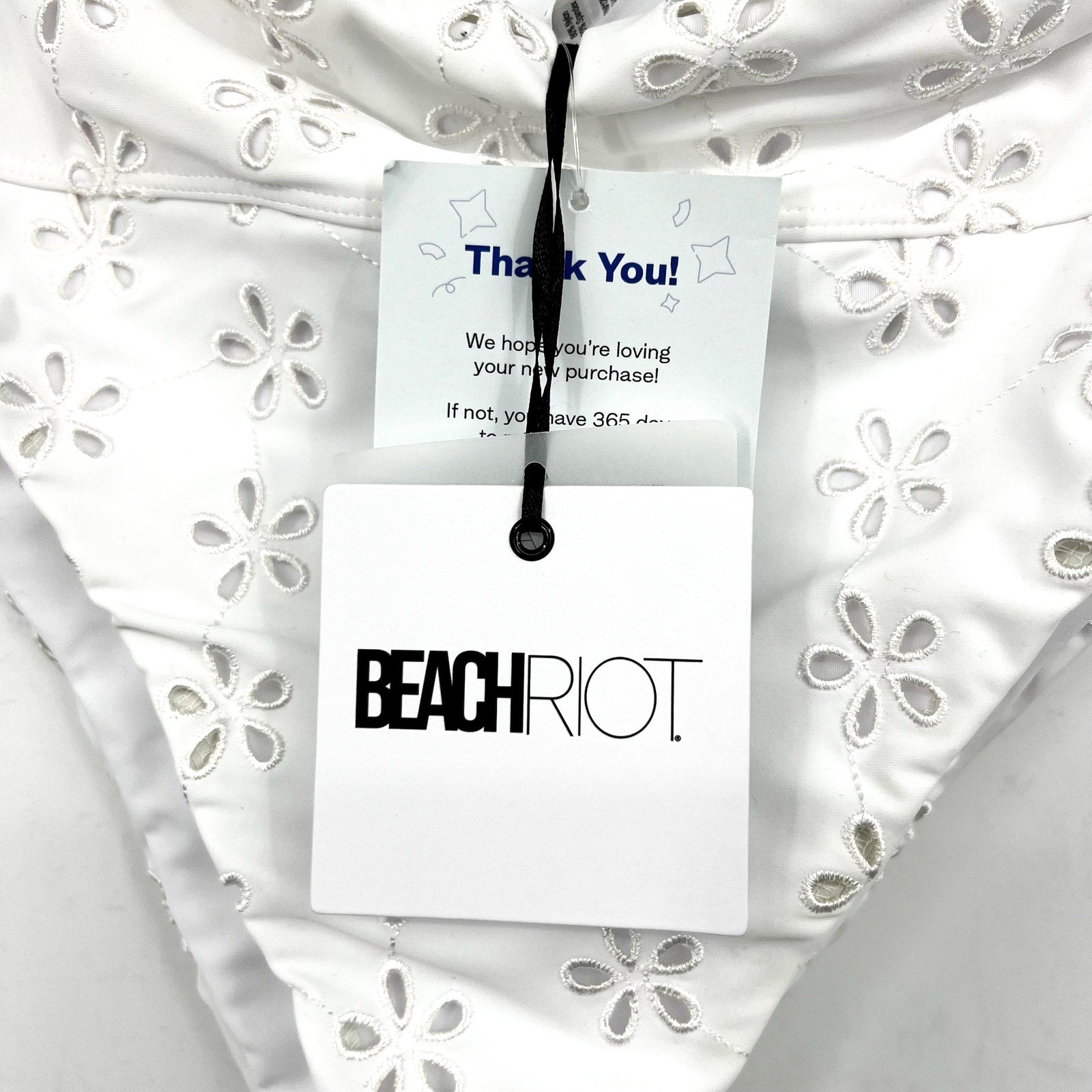 BEACH RIOT Women's Hazel Eyelet Bikini Bottom Large White Magnolia NWT