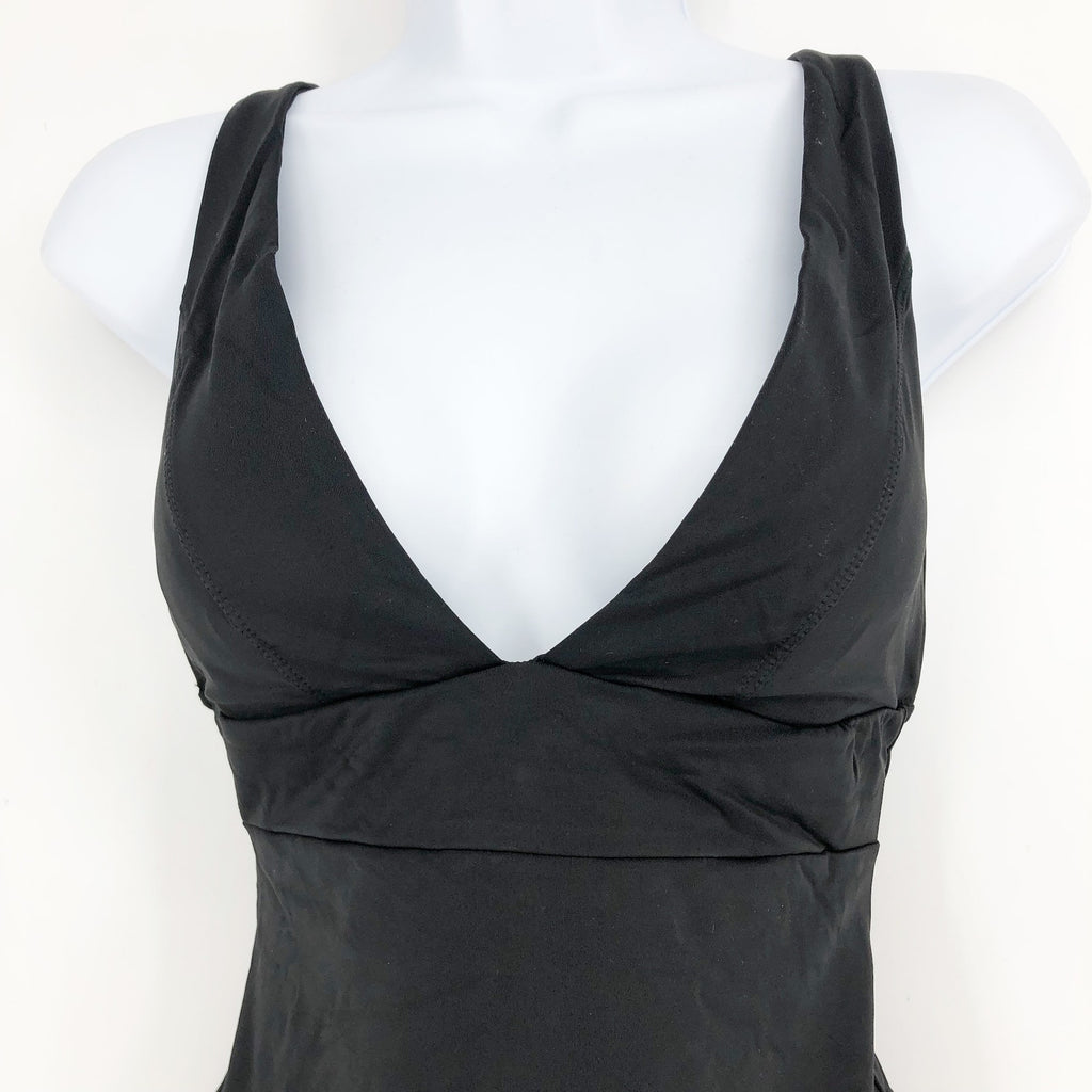 ANDIE SWIM Sardinia One Piece Swimsuit Small Tall Black Plunge V Neck