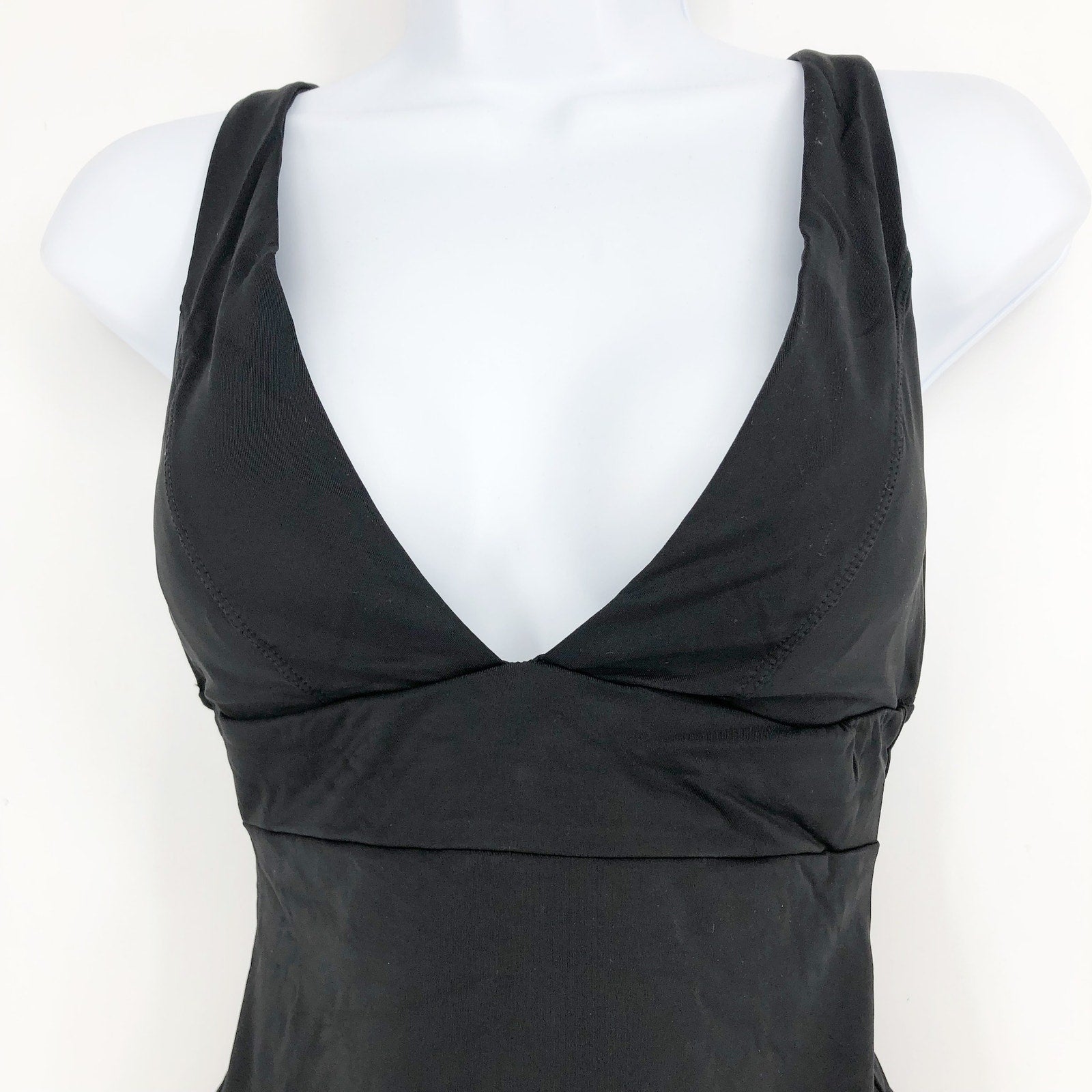 ANDIE SWIM Sardinia One Piece Swimsuit Small Tall Black Plunge V Neck