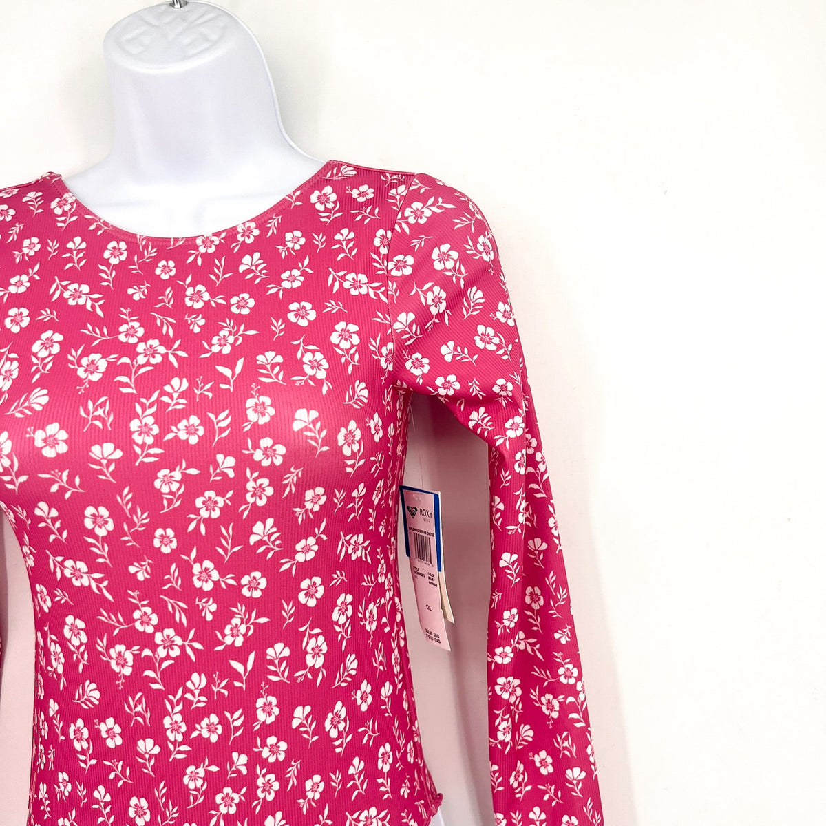 ROXY Girls Splendid Dream Long Sleeve One Piece Swimsuit Large Pink Floral NWT