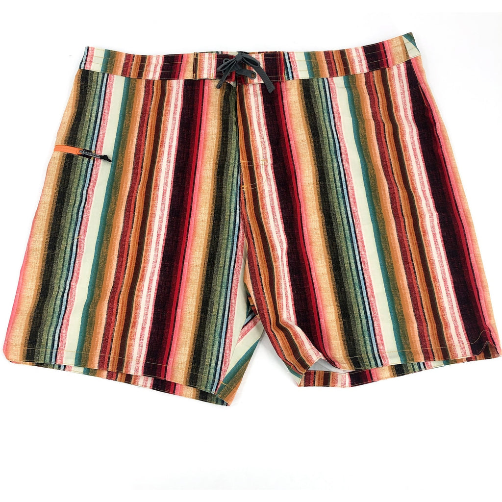 PRANA Mens Fenton Board Shorts Size 31 Small Baja Stripe 9" Inseam UPF 50+ NWT