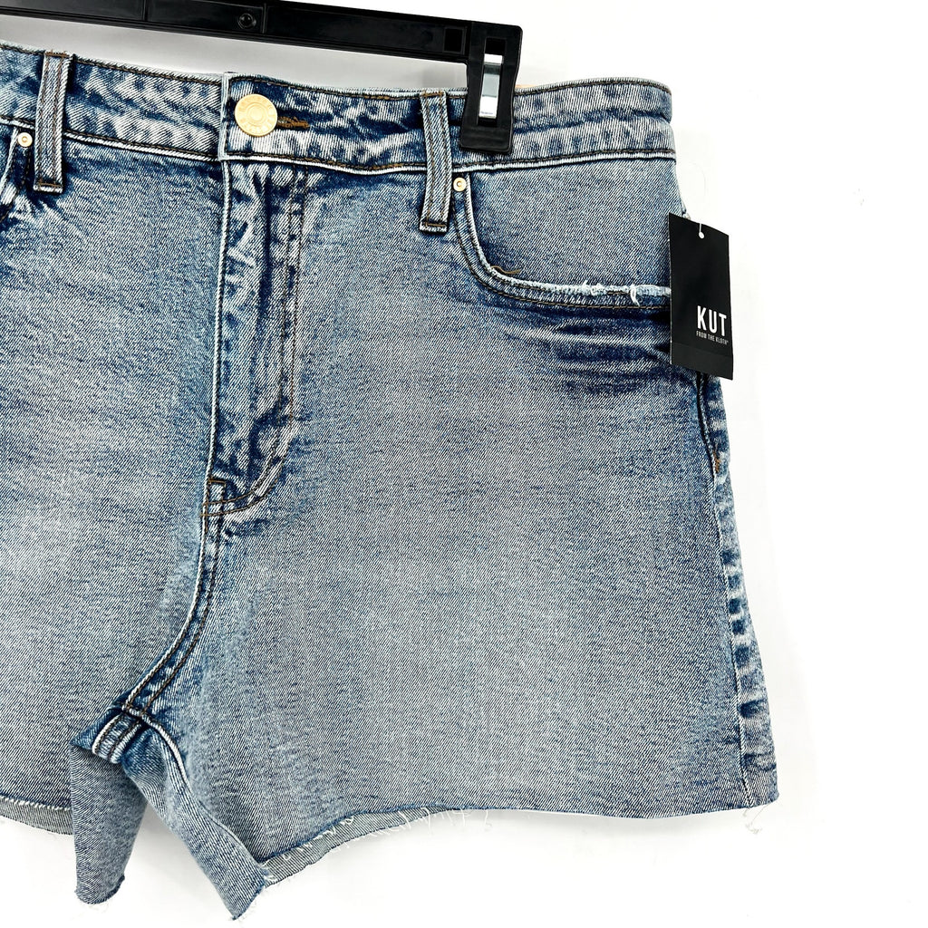 KUT FROM THE KLOTH Taylor Denim Shorts Size 8 Freedom Blue High Waist CutOff NWT