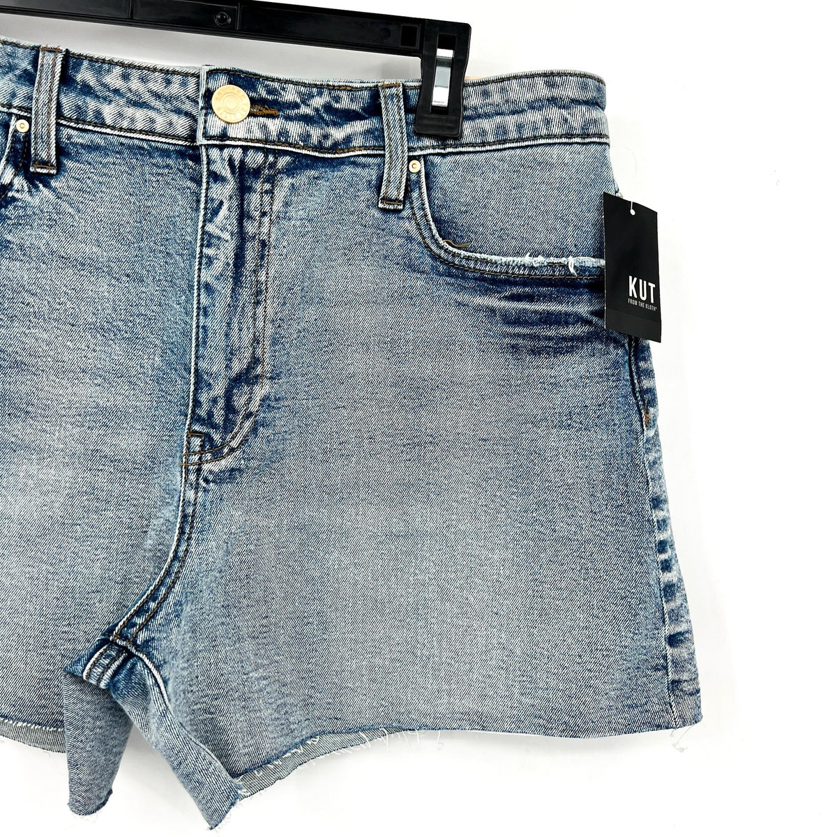 KUT FROM THE KLOTH Taylor Denim Shorts Size 8 Freedom Blue High Waist CutOff NWT