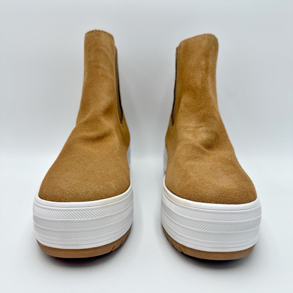 KEDS Womens The Platform Chelsea Boots Size 6.5 Brown Tan Suede NWOB